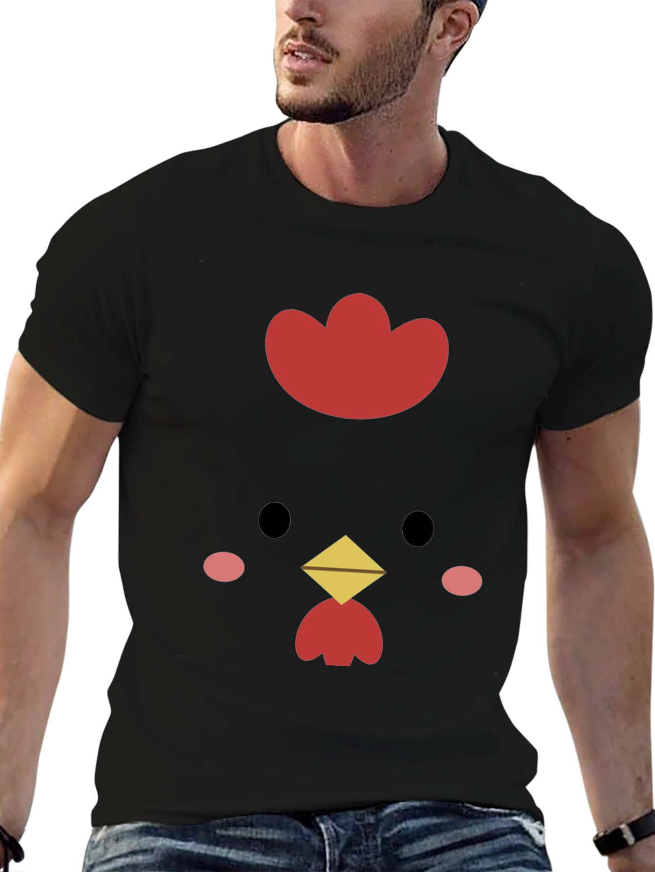 Cute Chicken Graphic Tee - Black