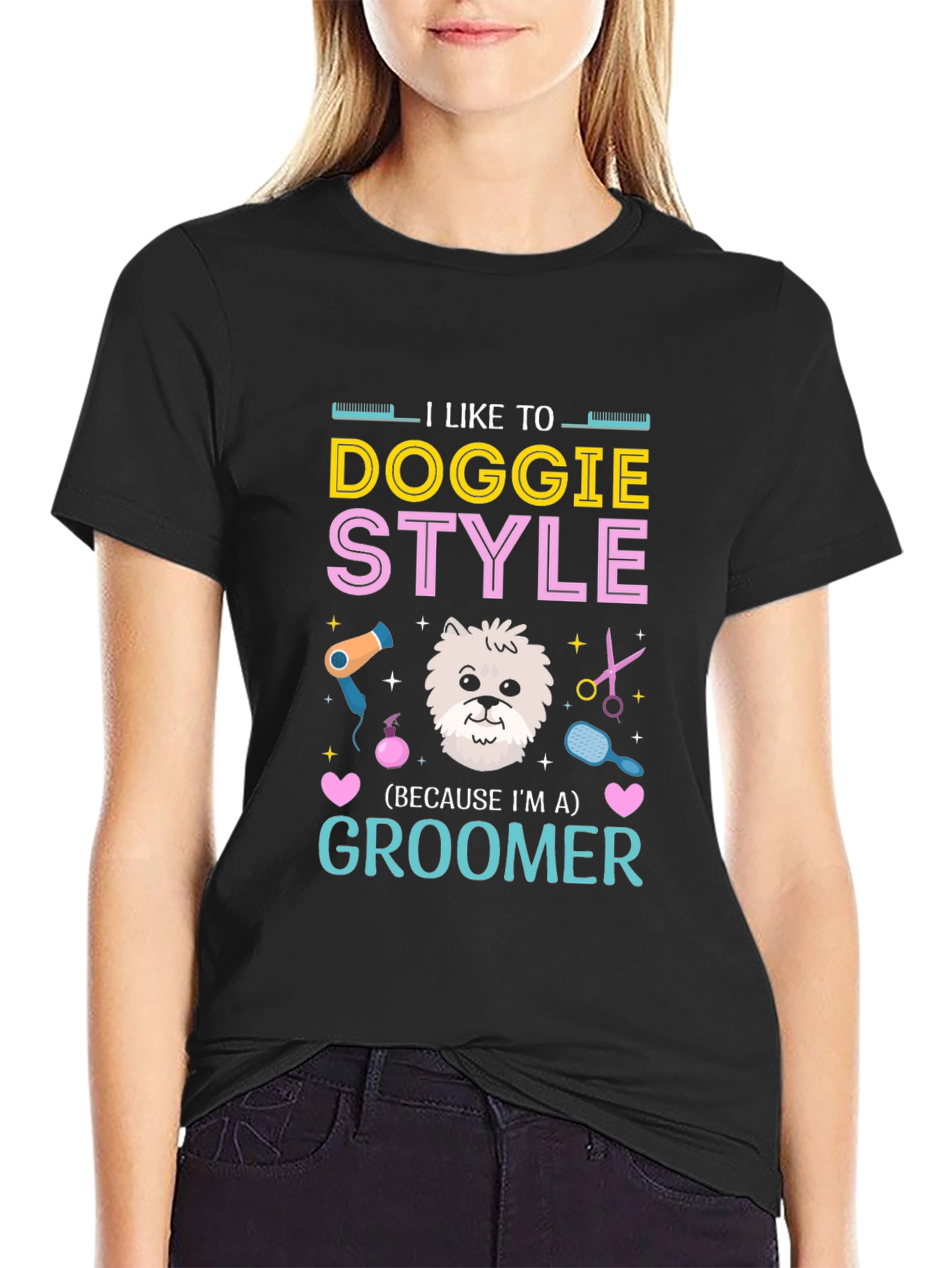 Doggie Style Groomer T-Shirt - Funny Pet Grooming Tee