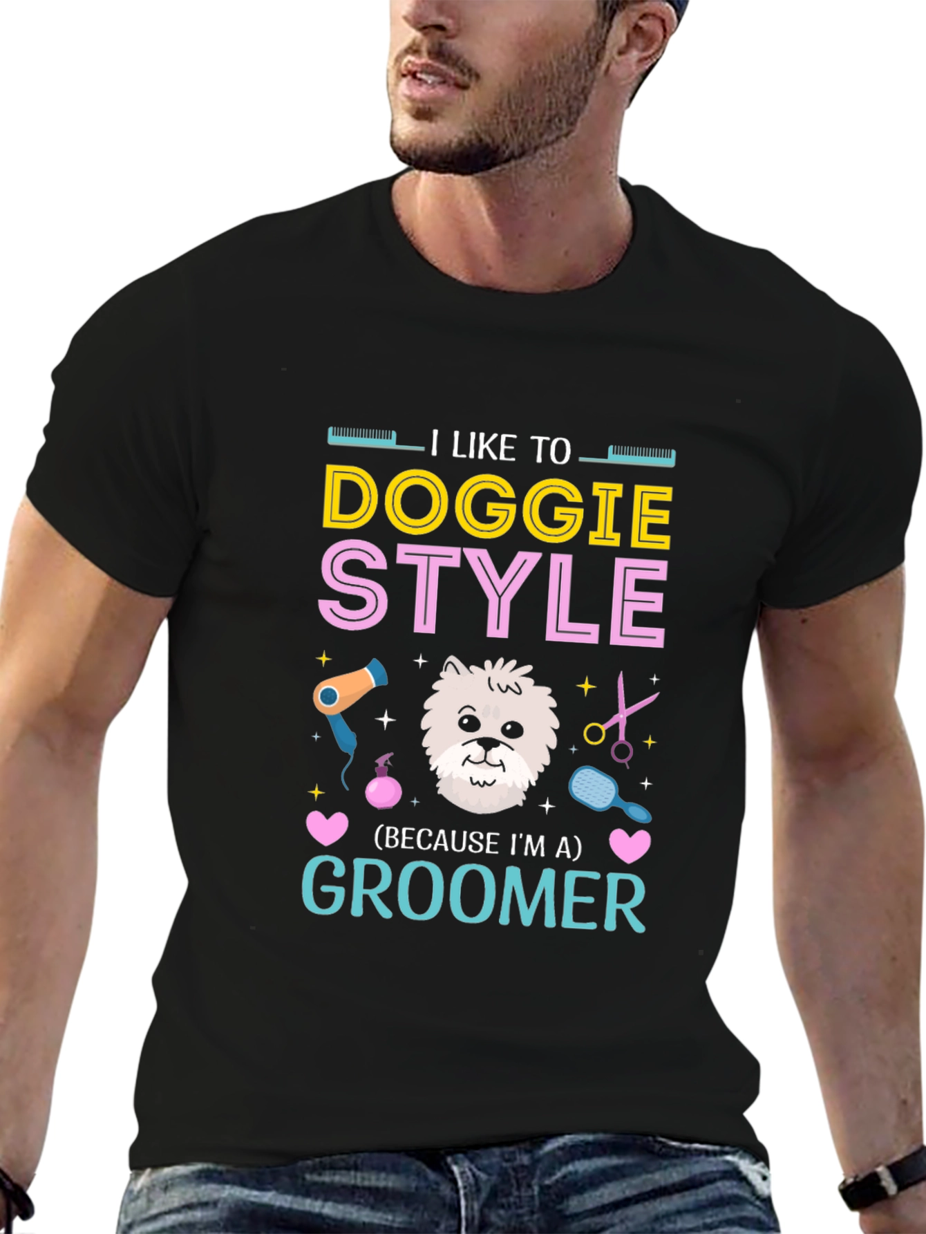 Doggie Style Groomer T-Shirt - Funny Pet Grooming Tee