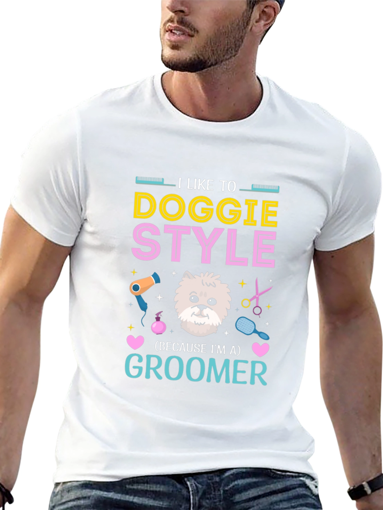 Doggie Style Groomer T-Shirt - Funny Pet Grooming Tee