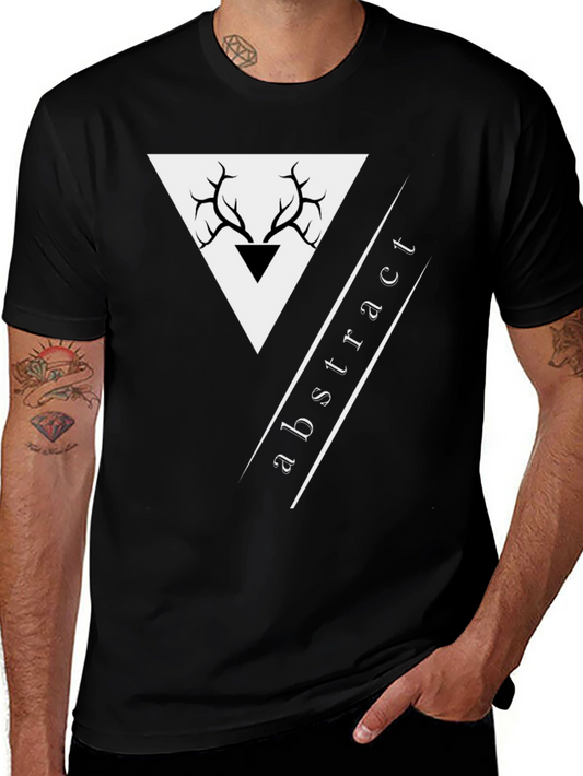 Abstract Deer Antler Graphic Black T-Shirt