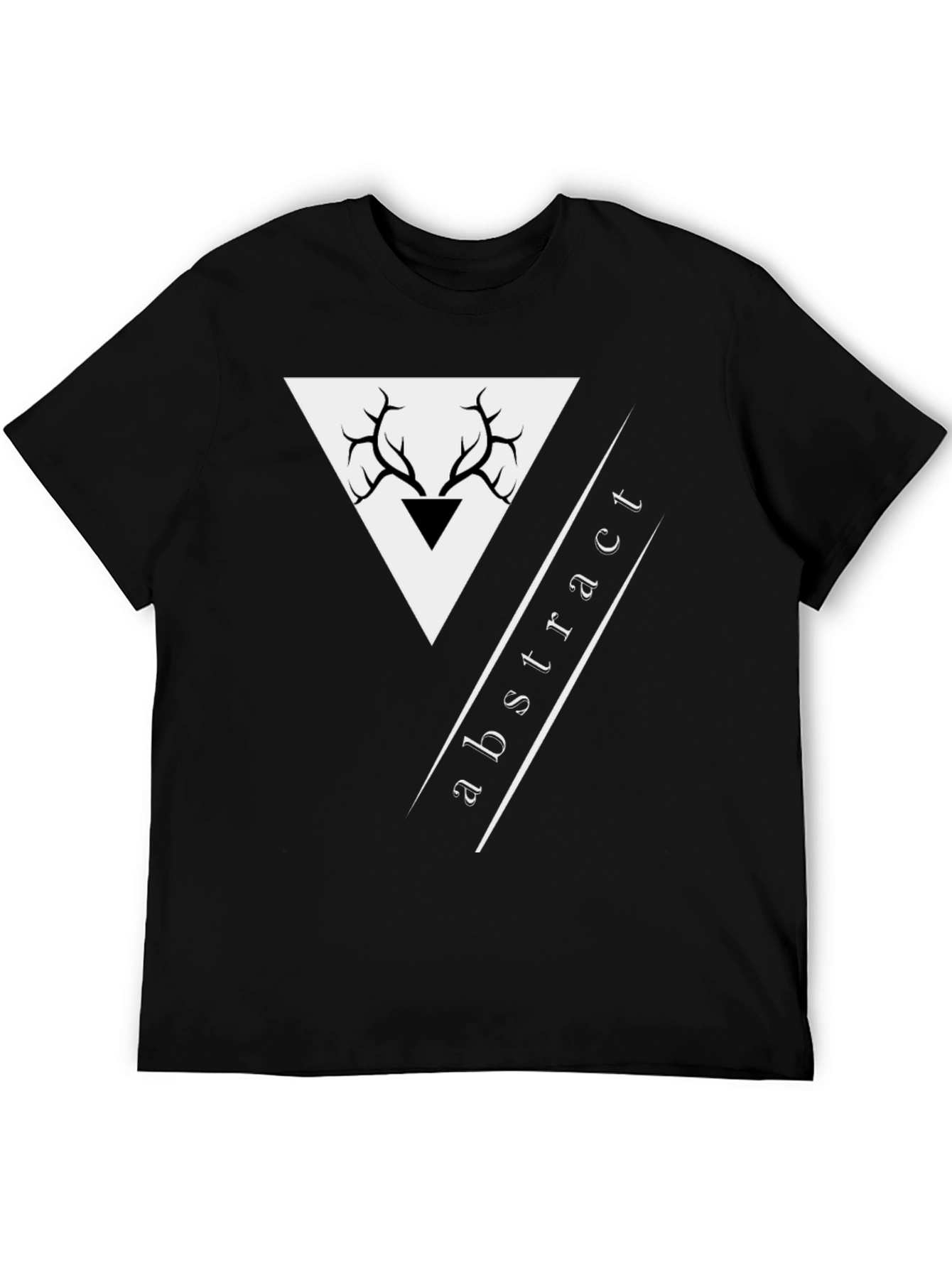 Abstract Deer Antler Graphic Black T-Shirt