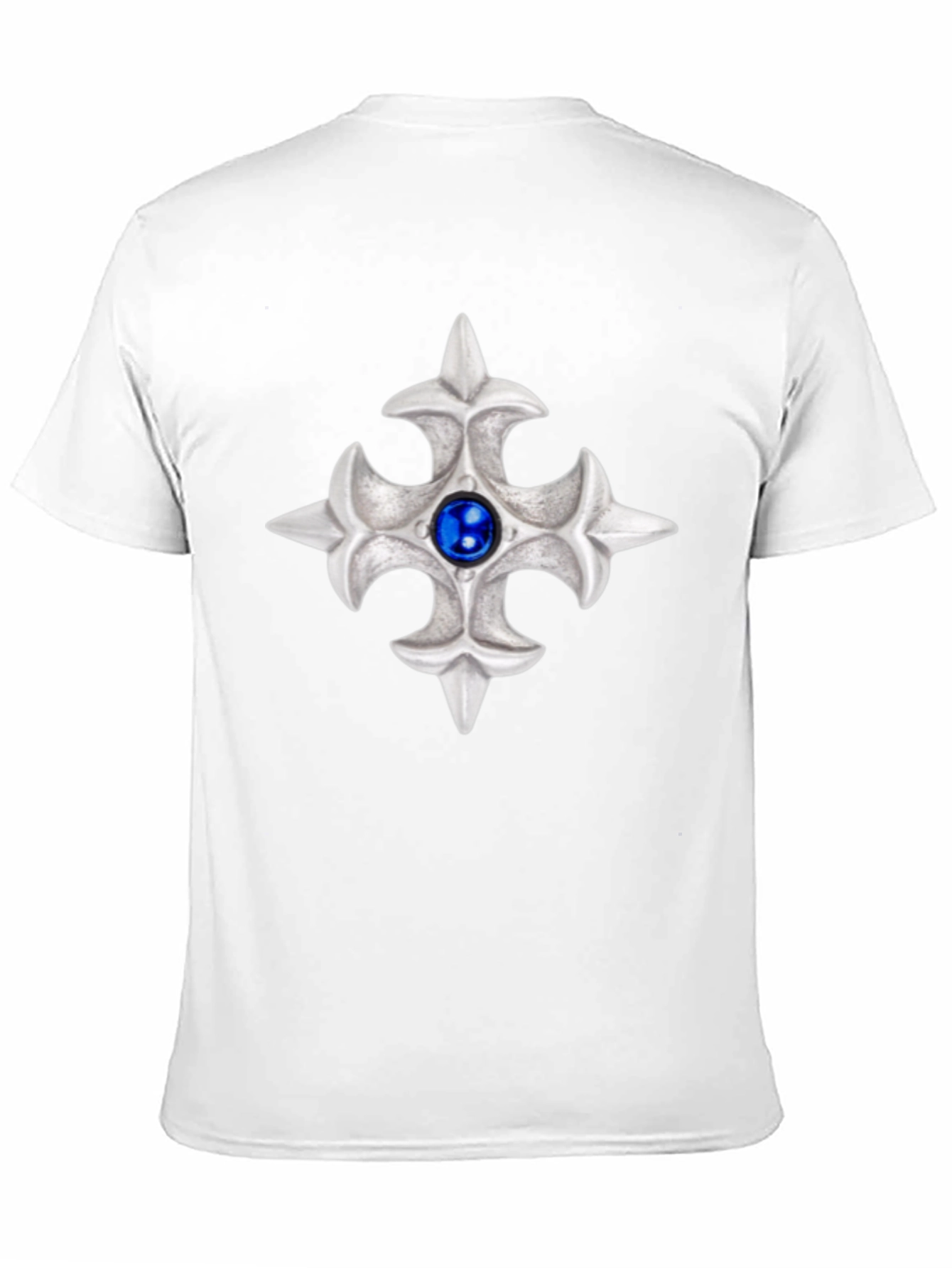 Embossed Silver Cross Graphic Tee - Modern Style