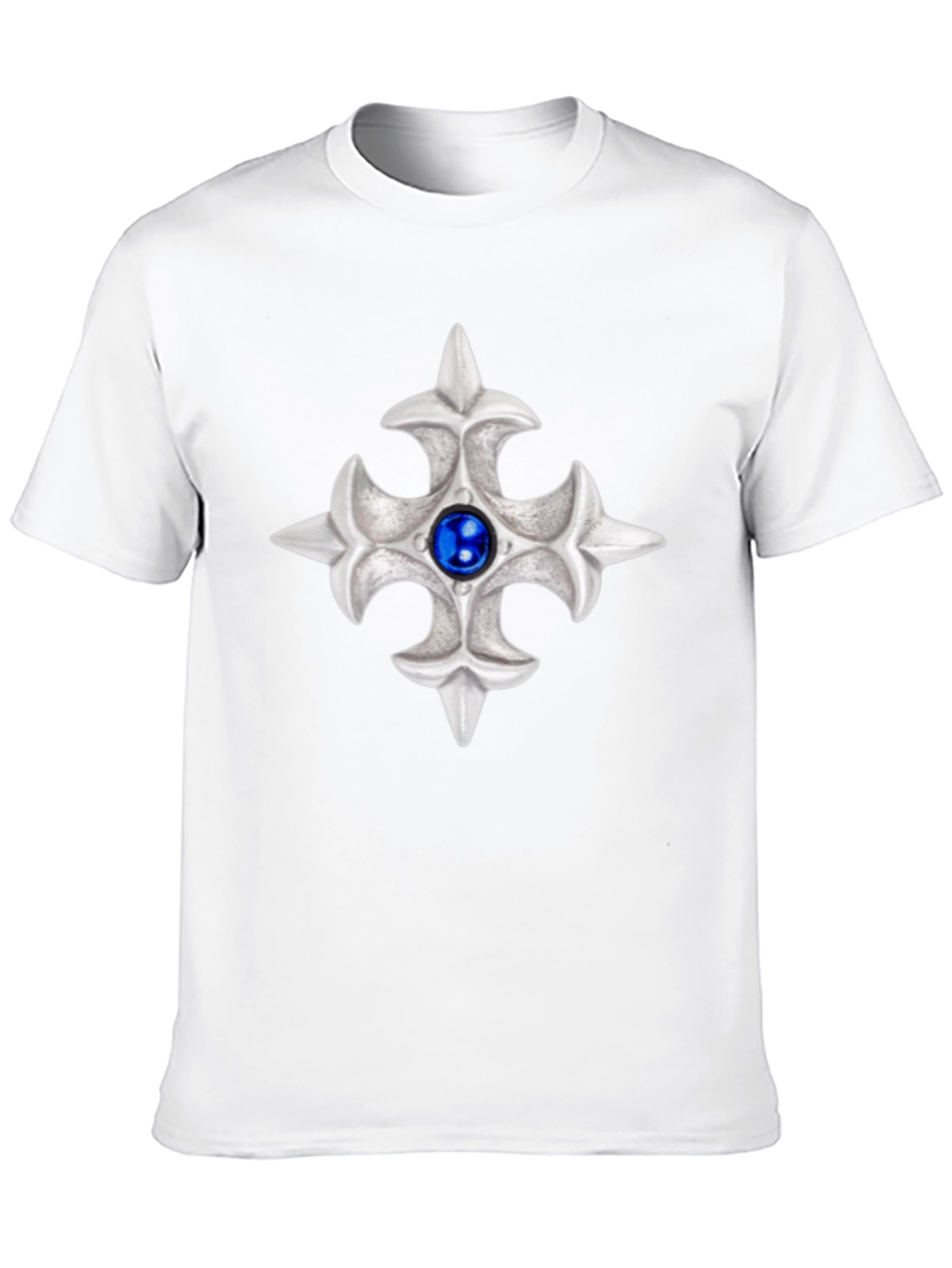 Embossed Silver Cross Graphic Tee - Modern Style