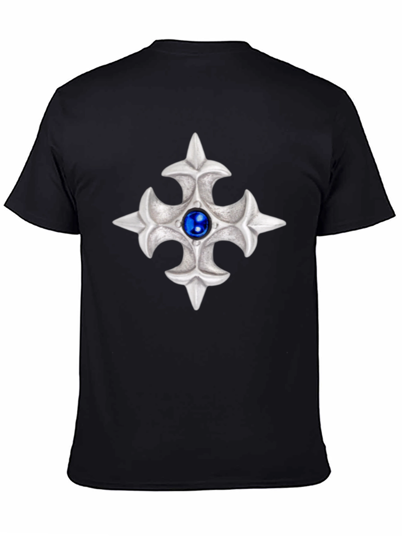 Embossed Silver Cross Graphic Tee - Modern Style