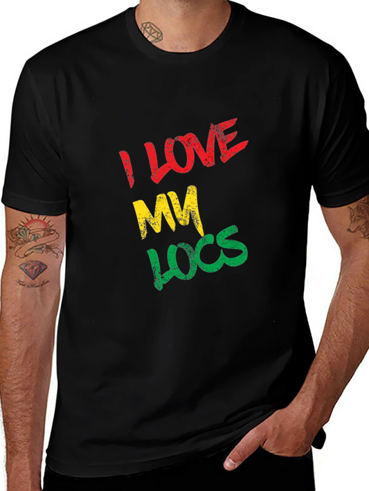 I Love My Locs T-Shirt - Rasta Colors Black Tee
