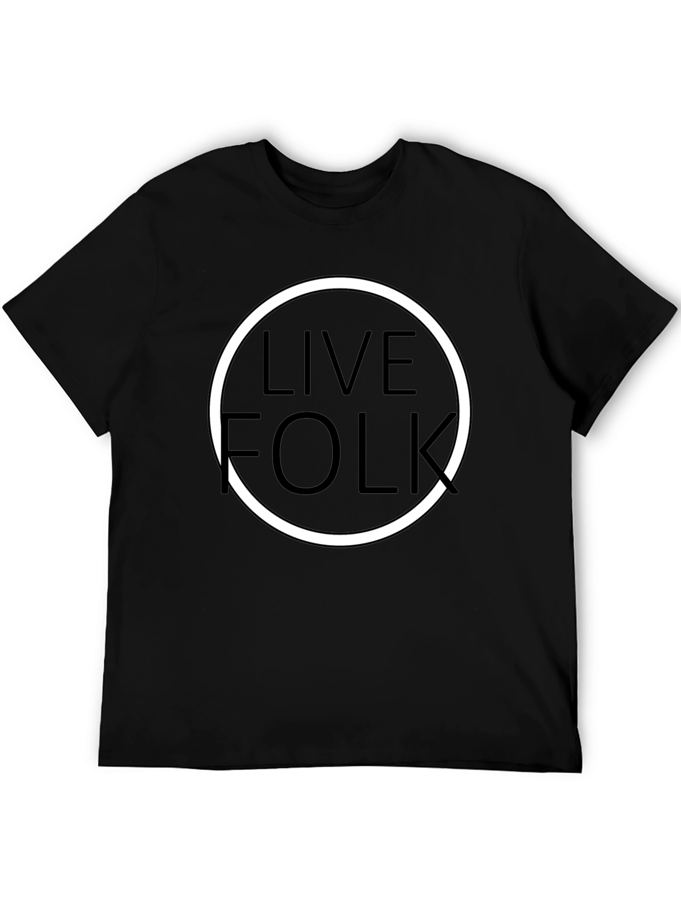 Live Folk Graphic Print Tee - Black Cotton Blend