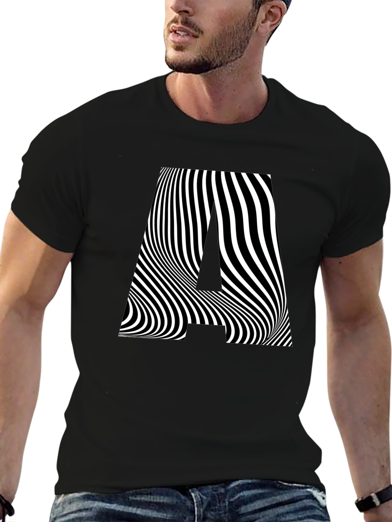 Optical Illusion A Graphic Tee - Black