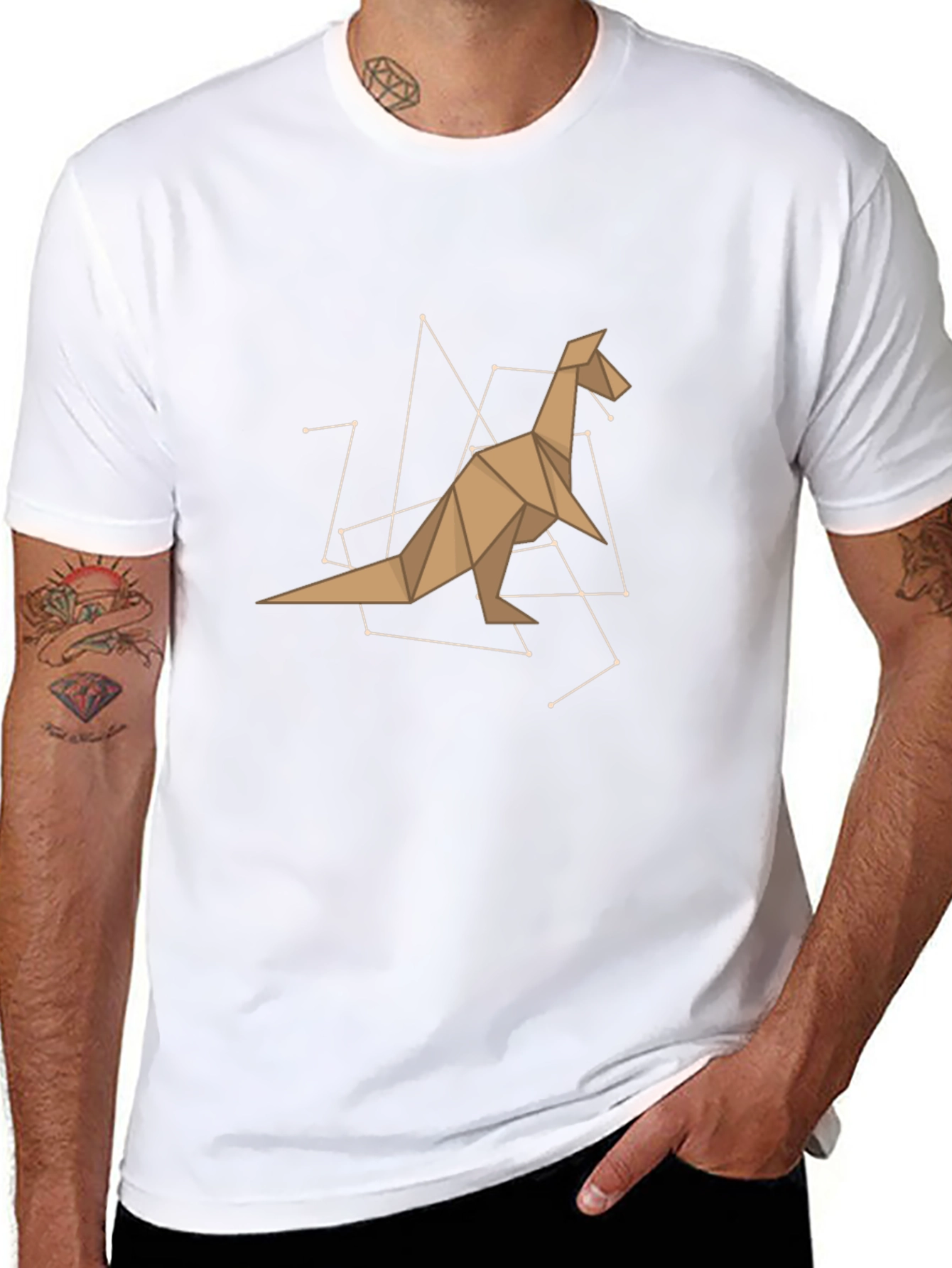 Origami Dinosaur Graphic Tee - Black