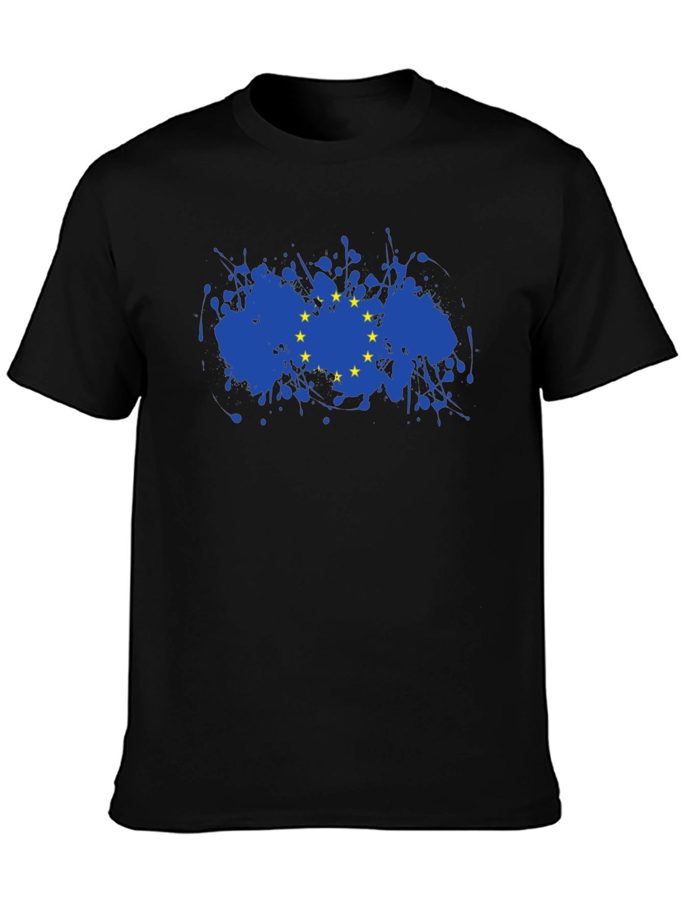 EU Flag Splatter T-Shirt - Black Cotton Blend Tee