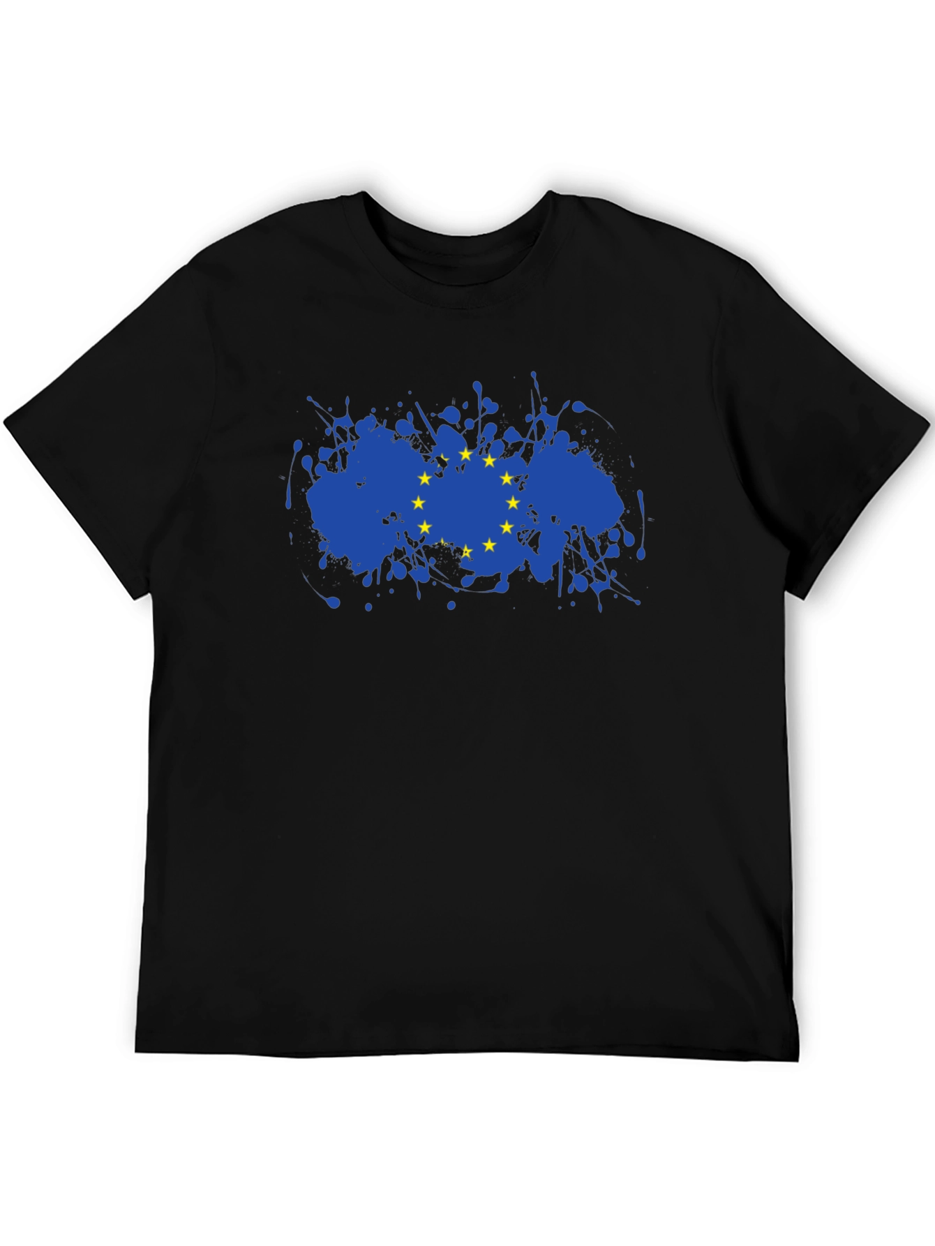 EU Flag Splatter T-Shirt - Black Cotton Blend Tee