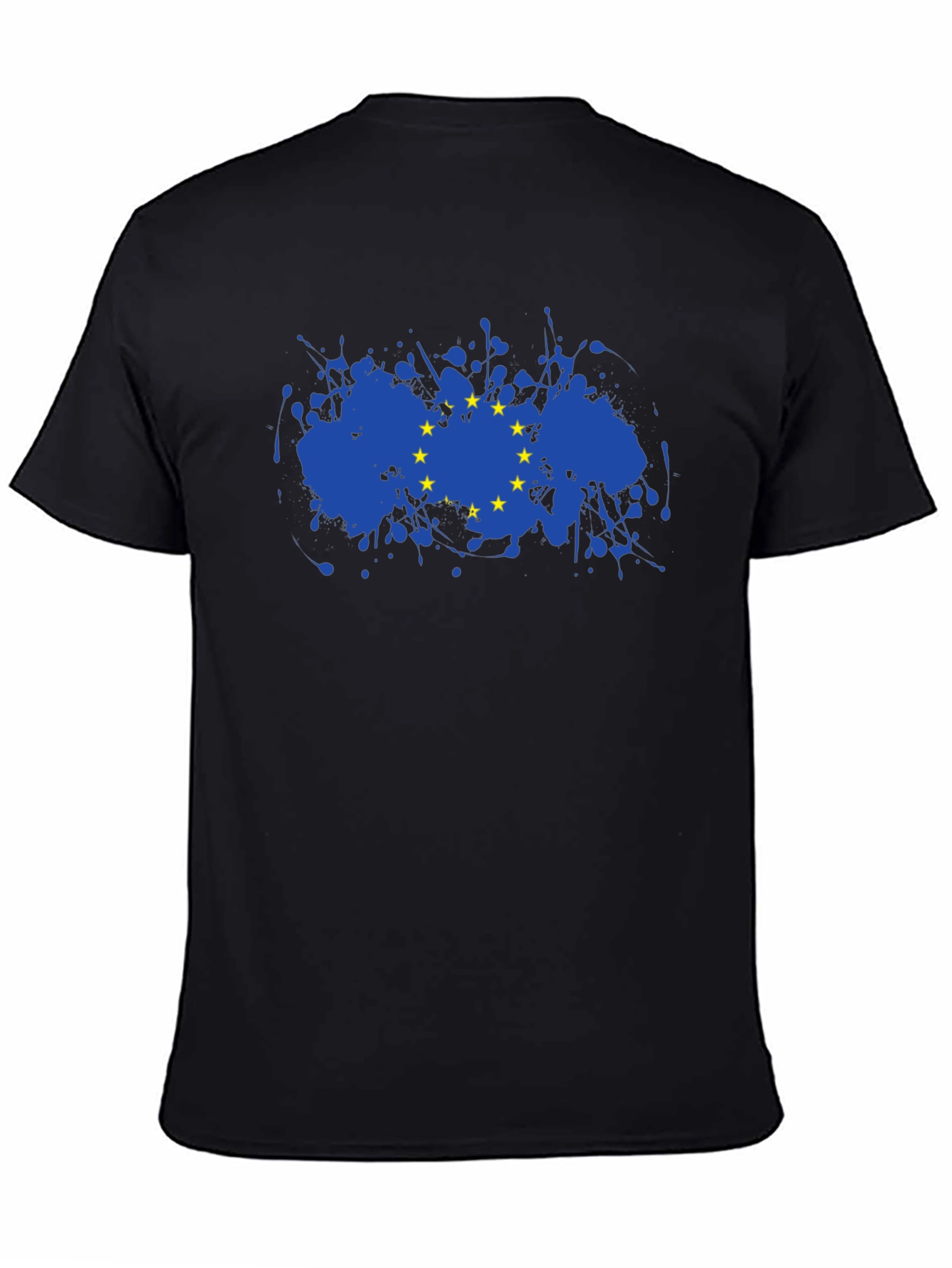 EU Flag Splatter T-Shirt - Black Cotton Blend Tee