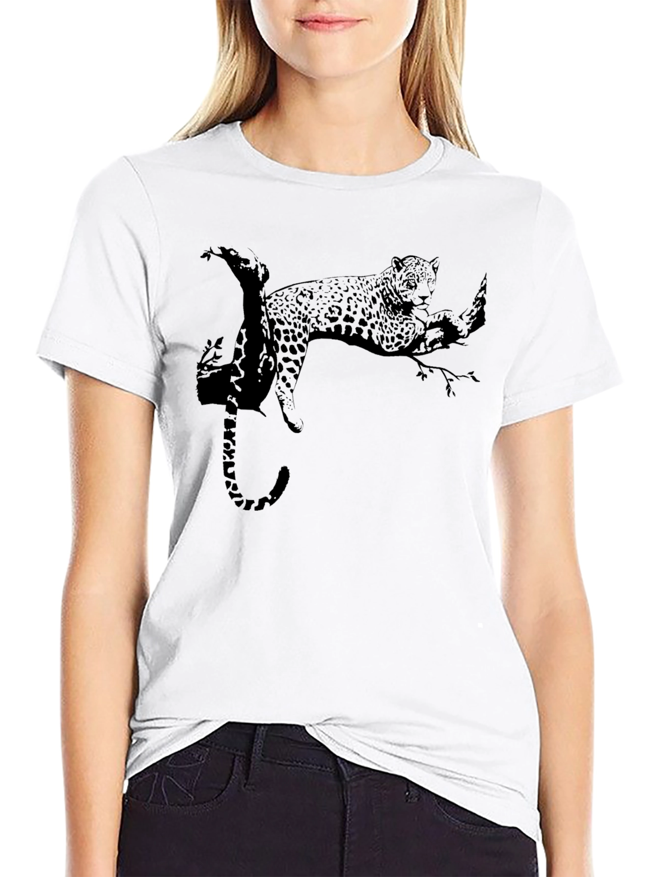 Cool Black Leopard Print Mens T-Shirt