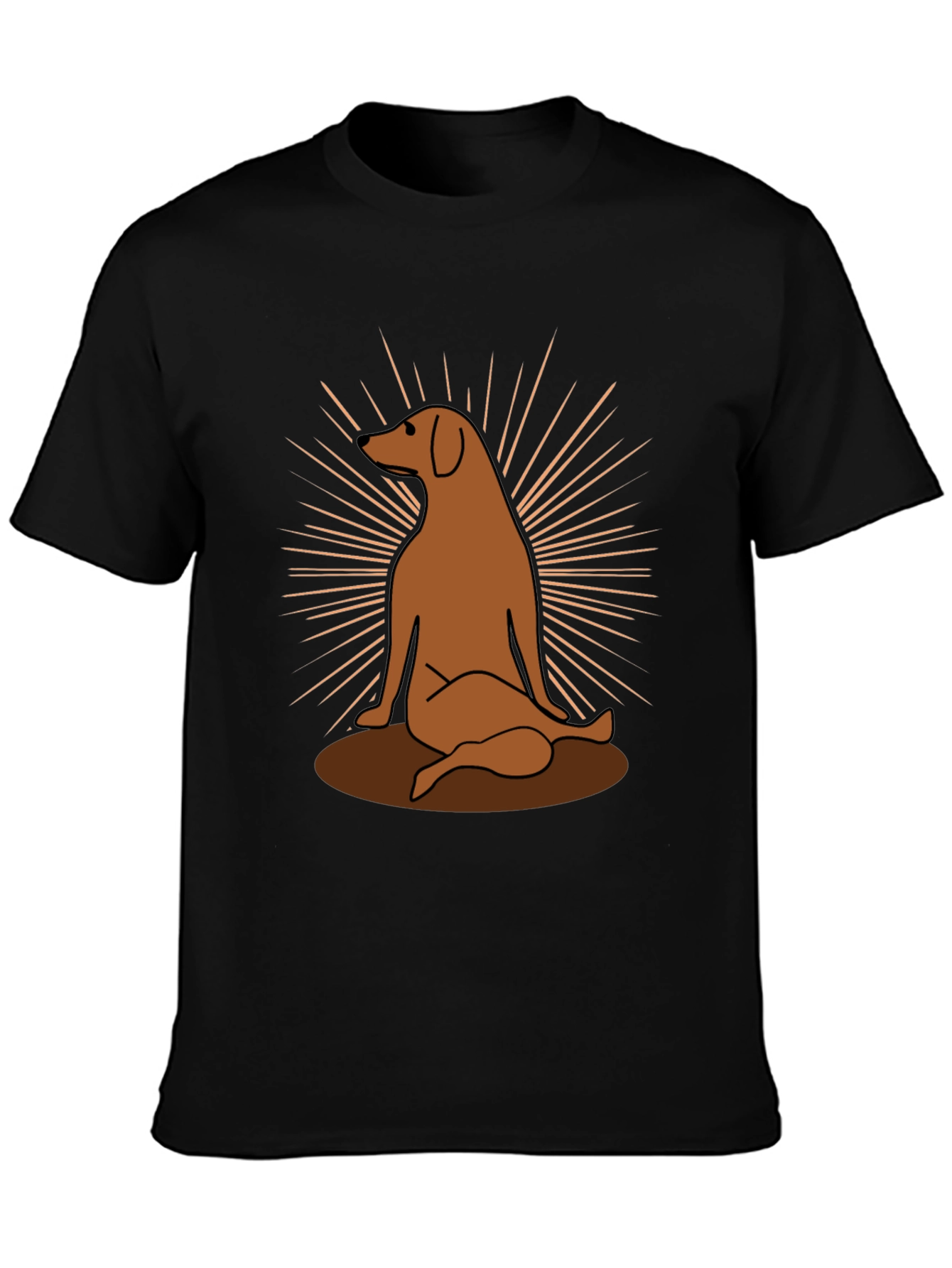 Dog Sunburst Graphic Print Black T-Shirt