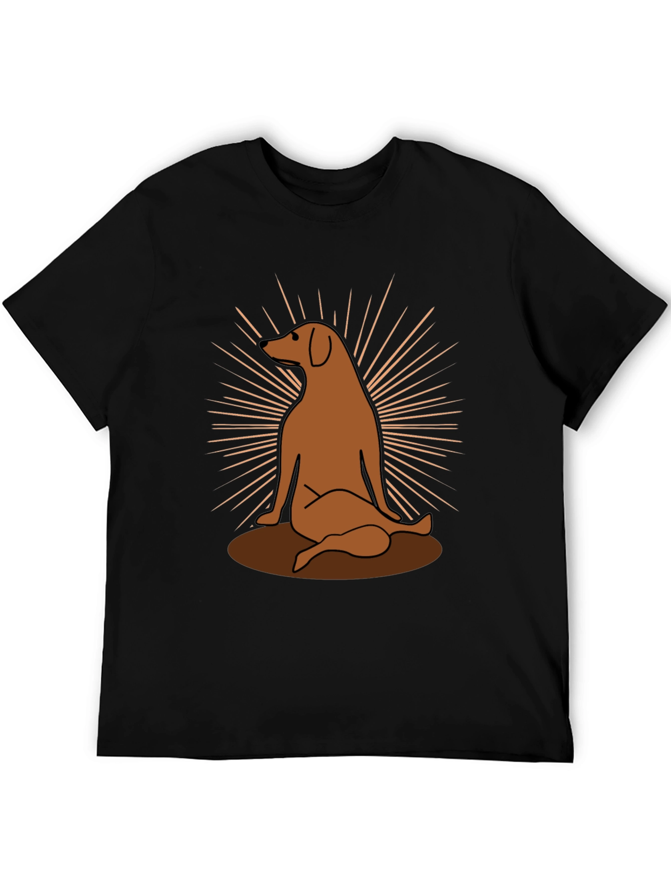 Dog Sunburst Graphic Print Black T-Shirt