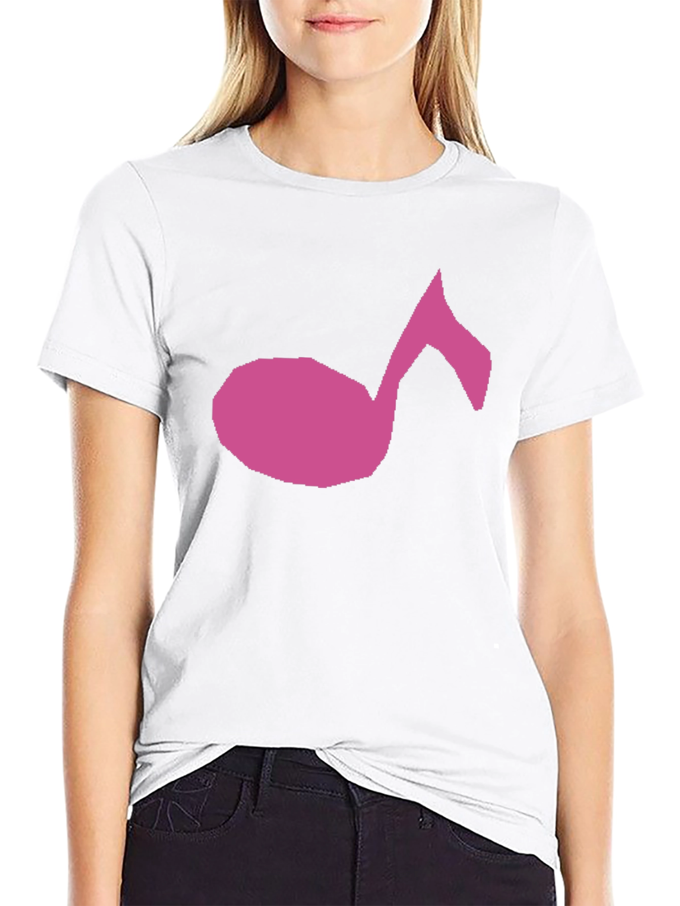 Music Note Graphic Tee - Black Cotton T-Shirt