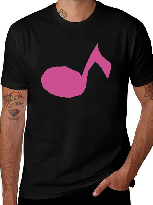 Music Note Graphic Tee - Black Cotton T-Shirt