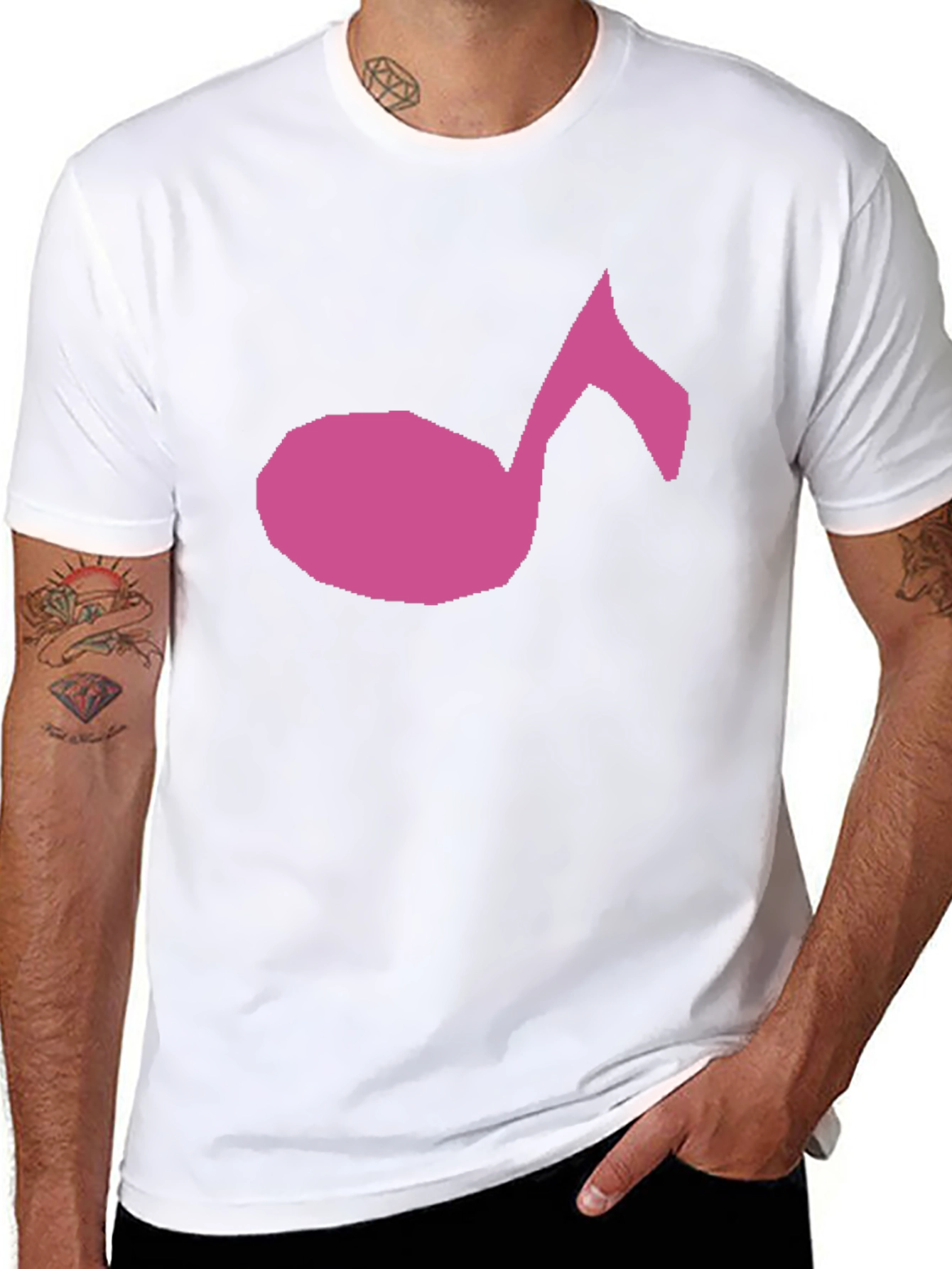 Music Note Graphic Tee - Black Cotton T-Shirt