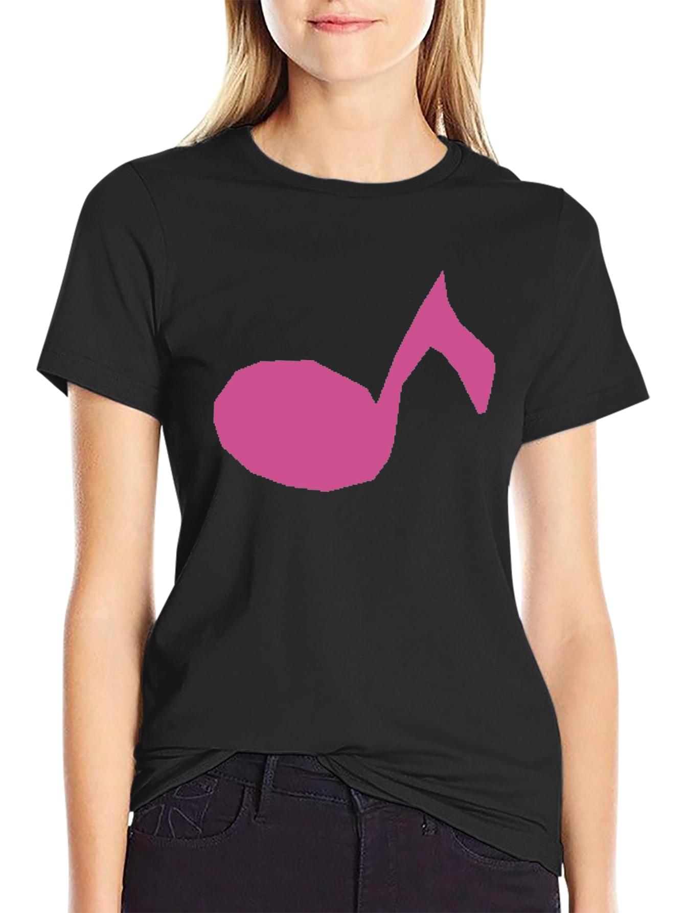 Music Note Graphic Tee - Black Cotton T-Shirt