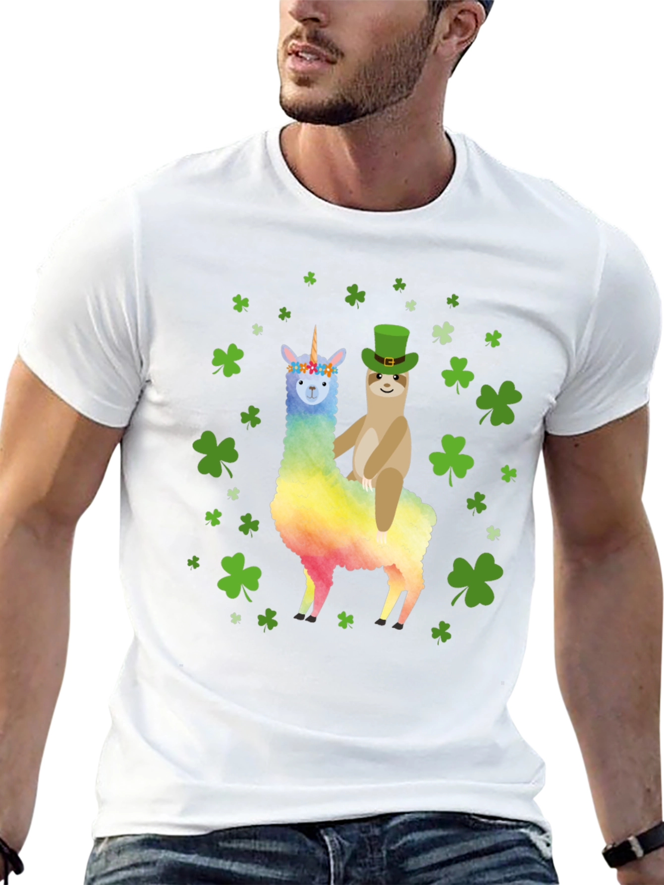 St. Patricks Day Llama Sloth Graphic Tee