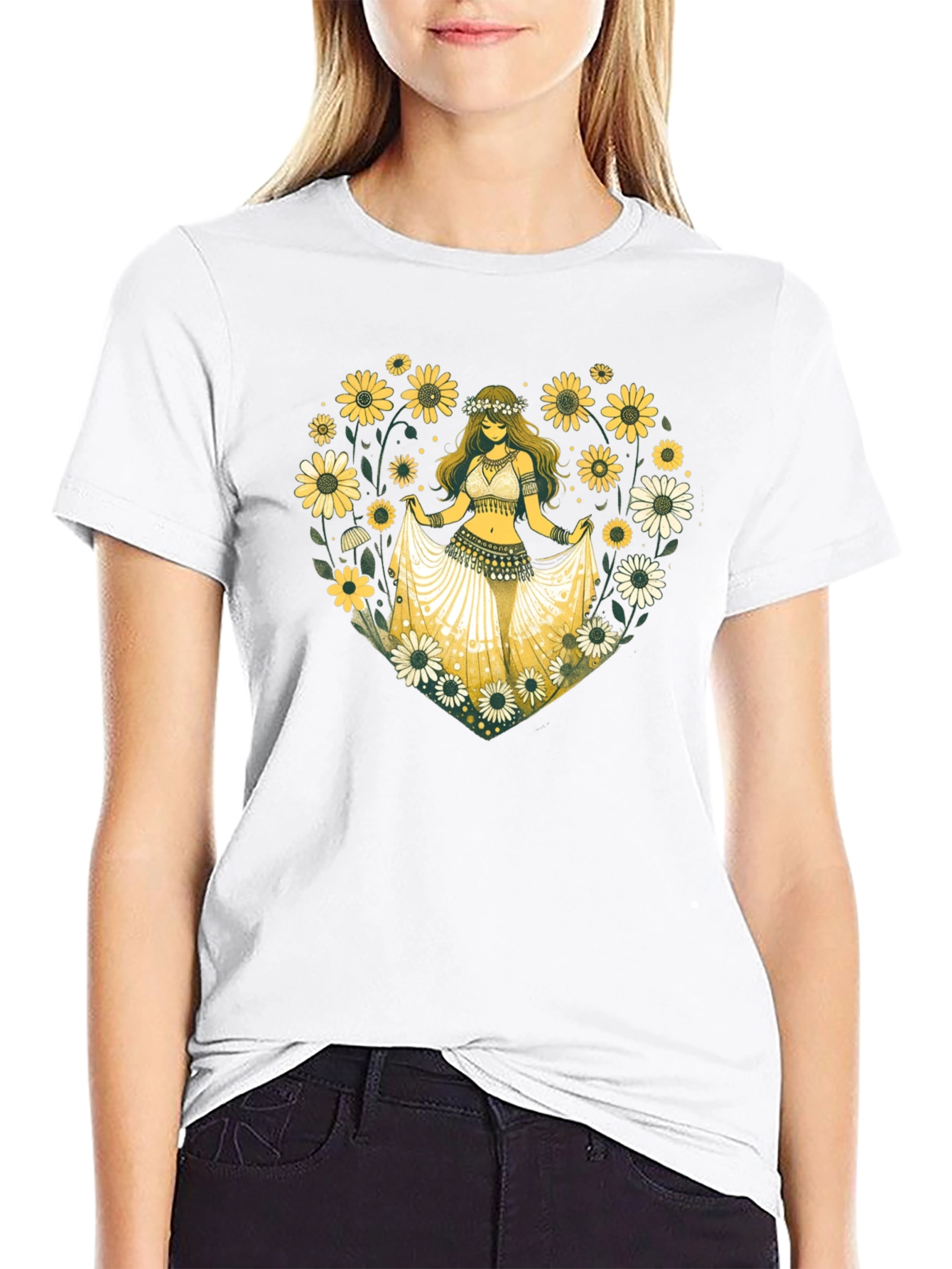 Sunflower Belly Dancer Graphic T-Shirt
