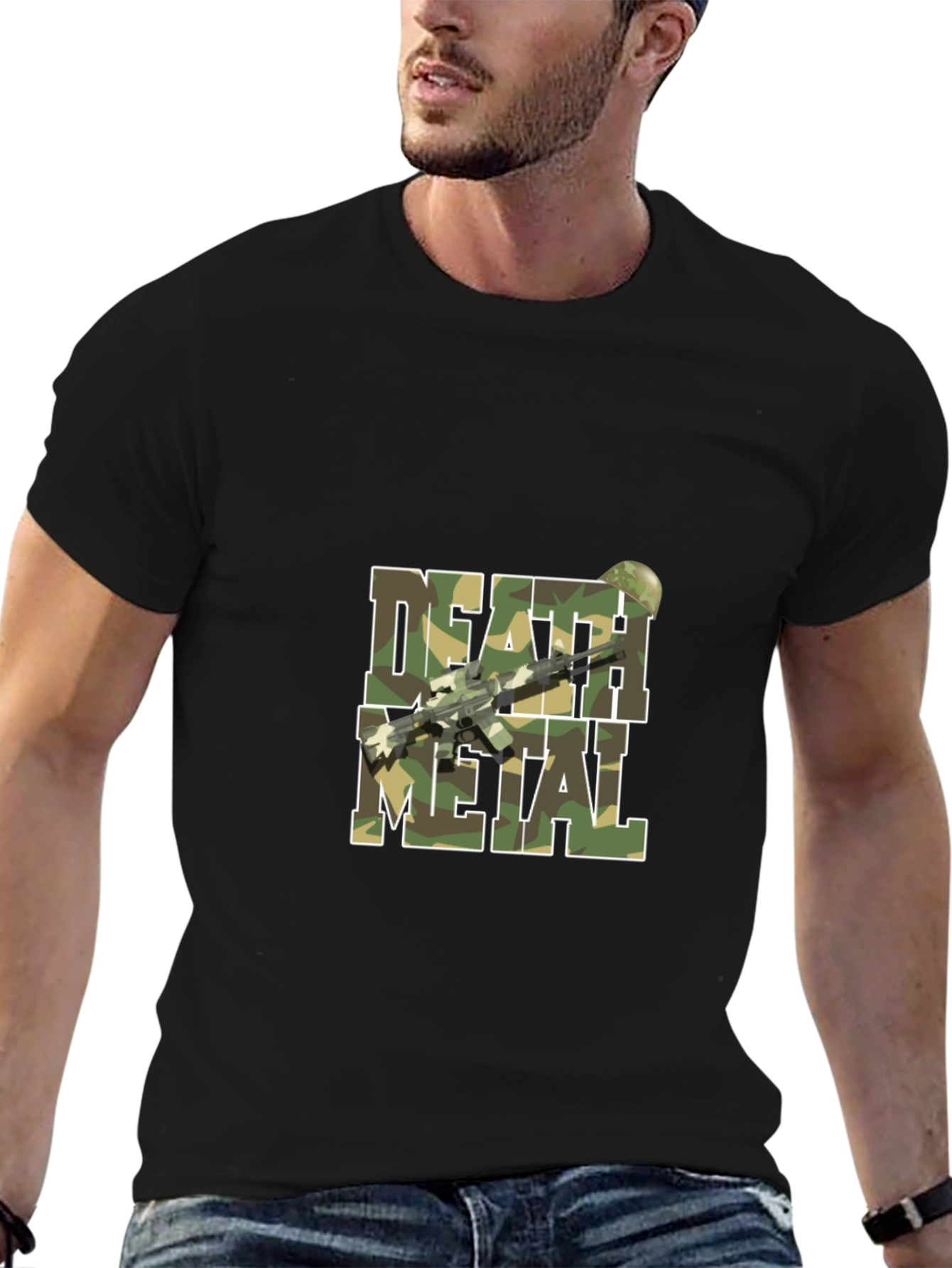 Death Metal Camo T-Shirt with Rifle