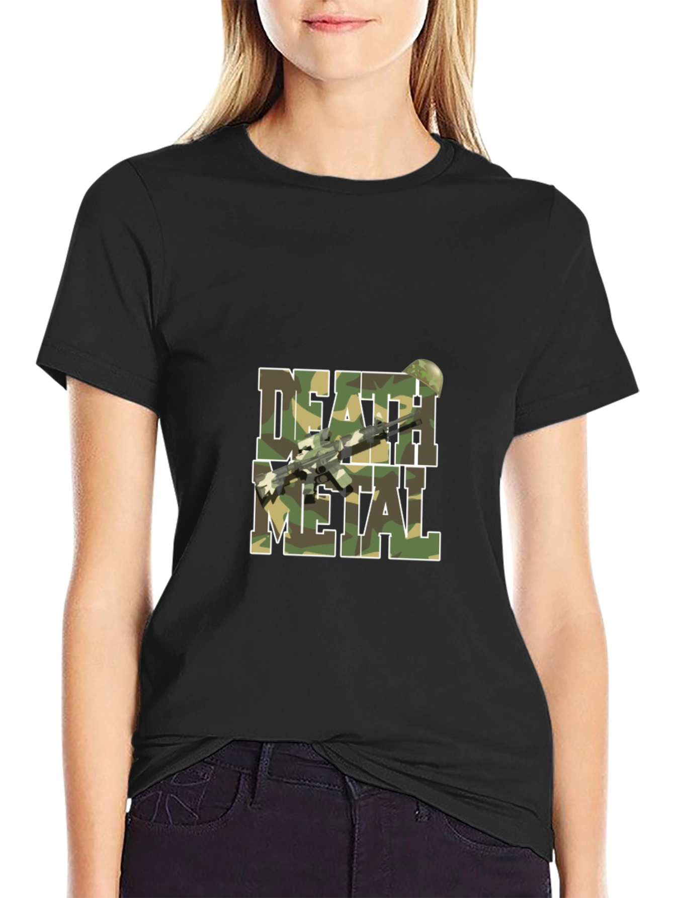 Death Metal Camo T-Shirt with Rifle