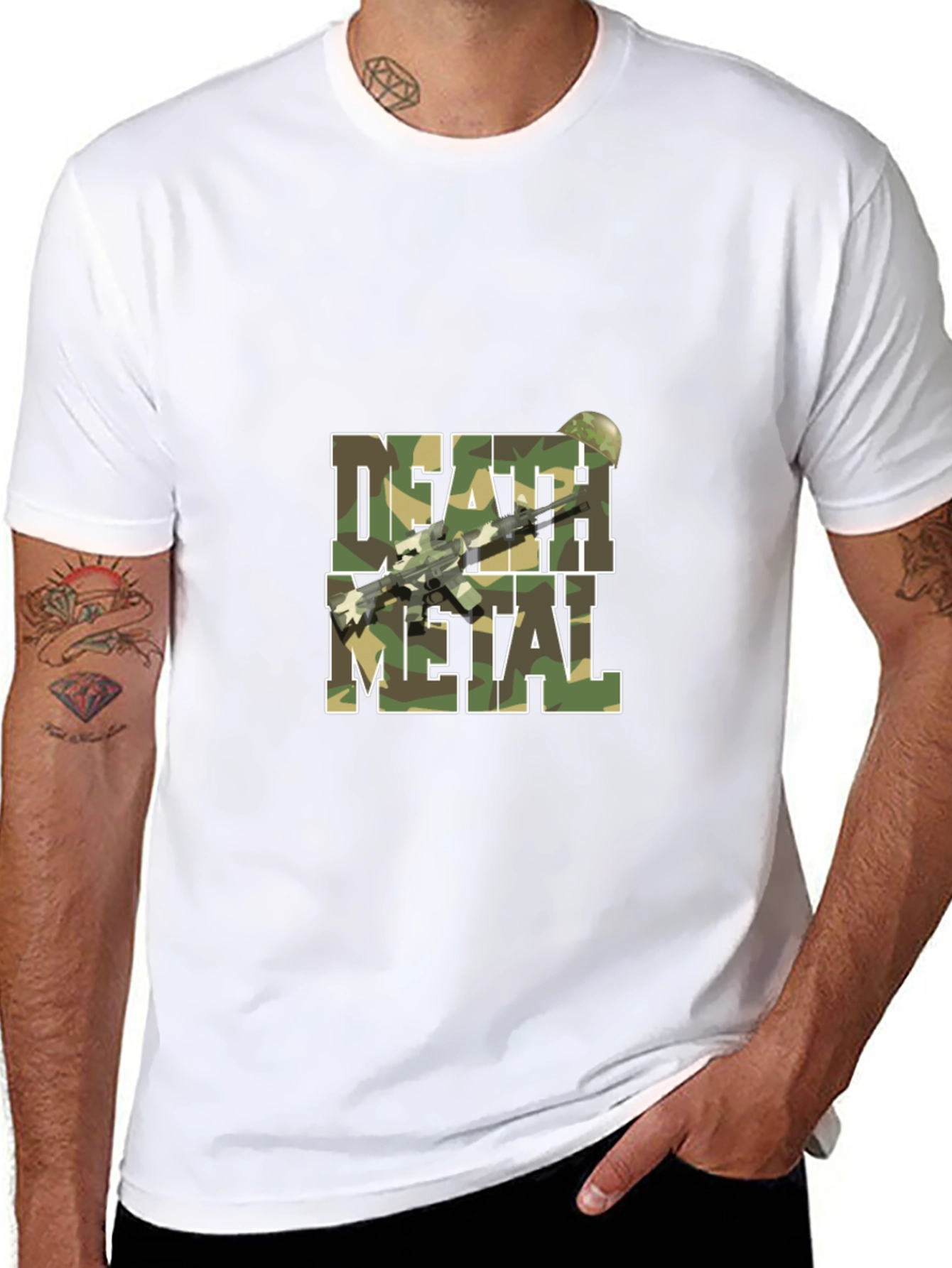 Death Metal Camo T-Shirt with Rifle