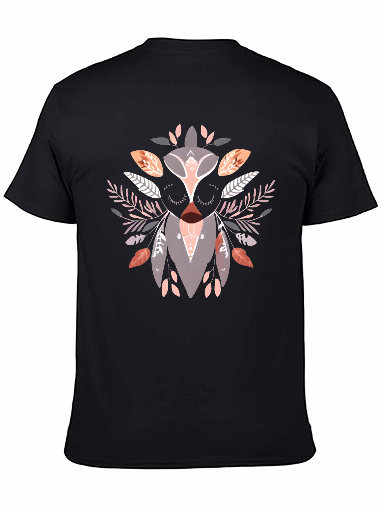 Artistic Owl Graphic Print Black T-Shirt