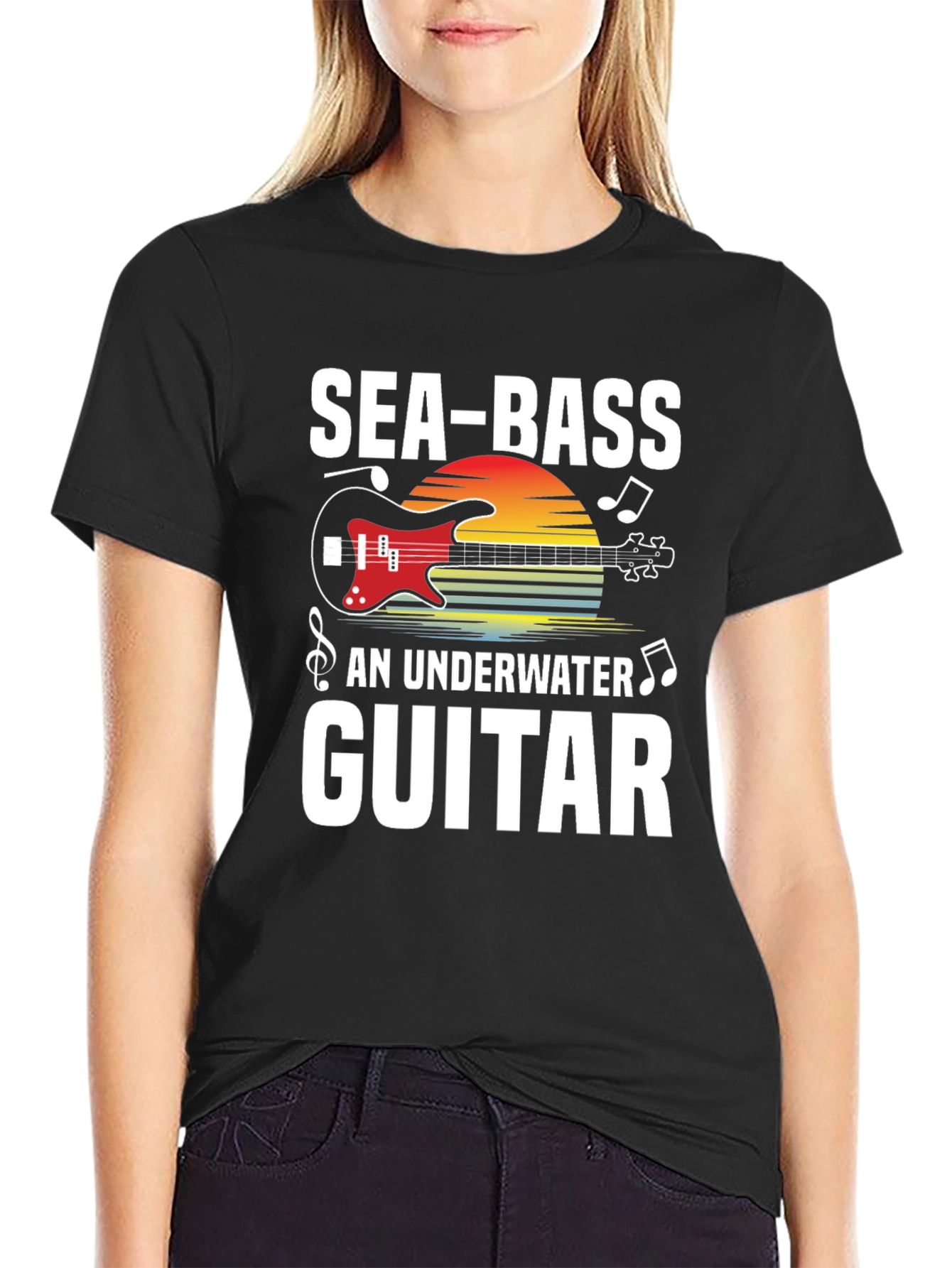 Sea-Bass Underwater Guitar T-Shirt - Music Lover Tee