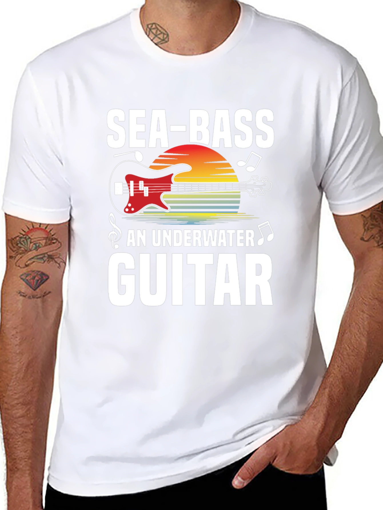 Sea-Bass Underwater Guitar T-Shirt - Music Lover Tee