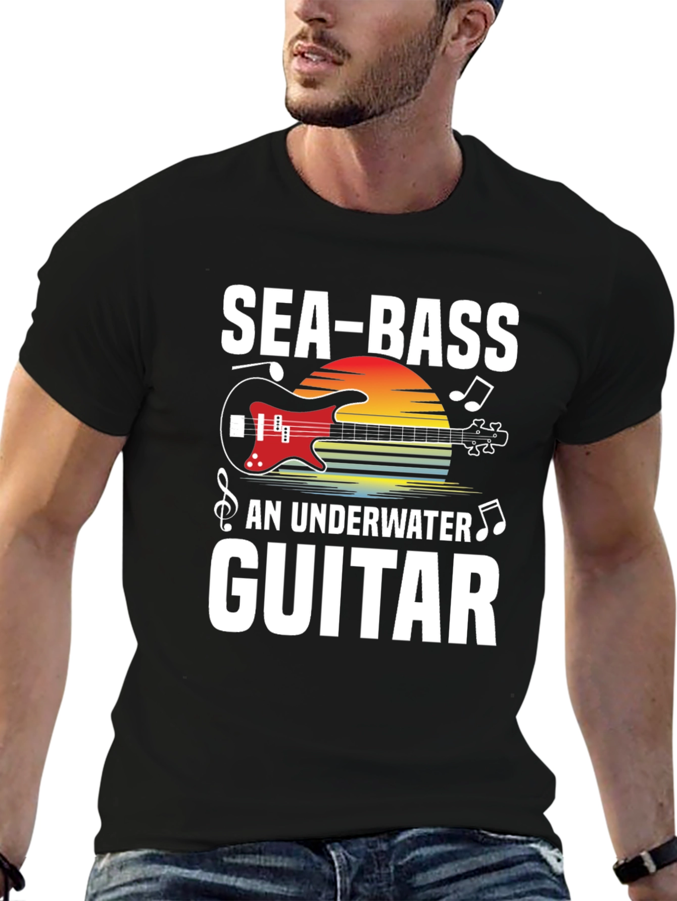 Sea-Bass Underwater Guitar T-Shirt - Music Lover Tee