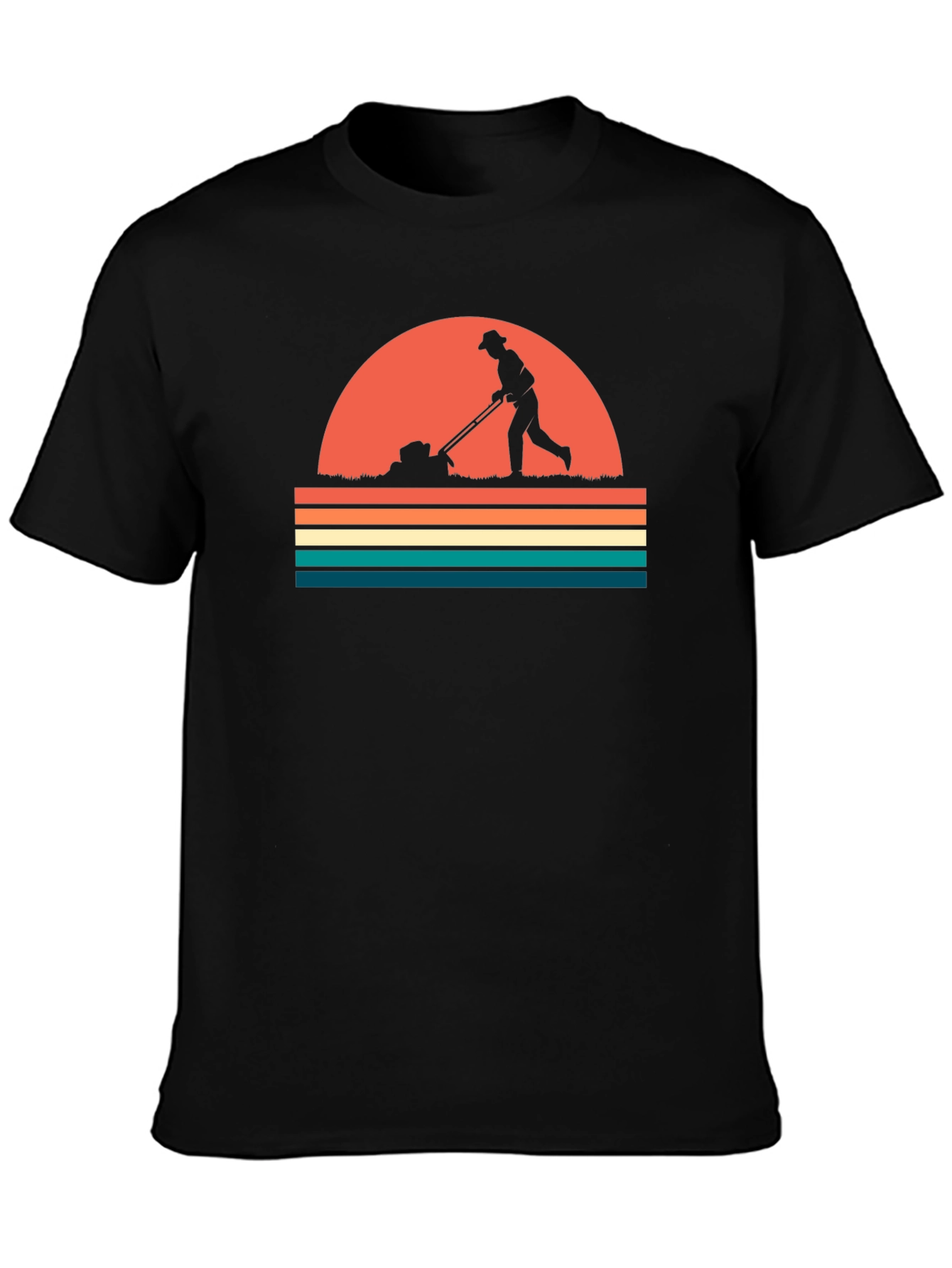 Retro Lawn Mowing T-Shirt - Black