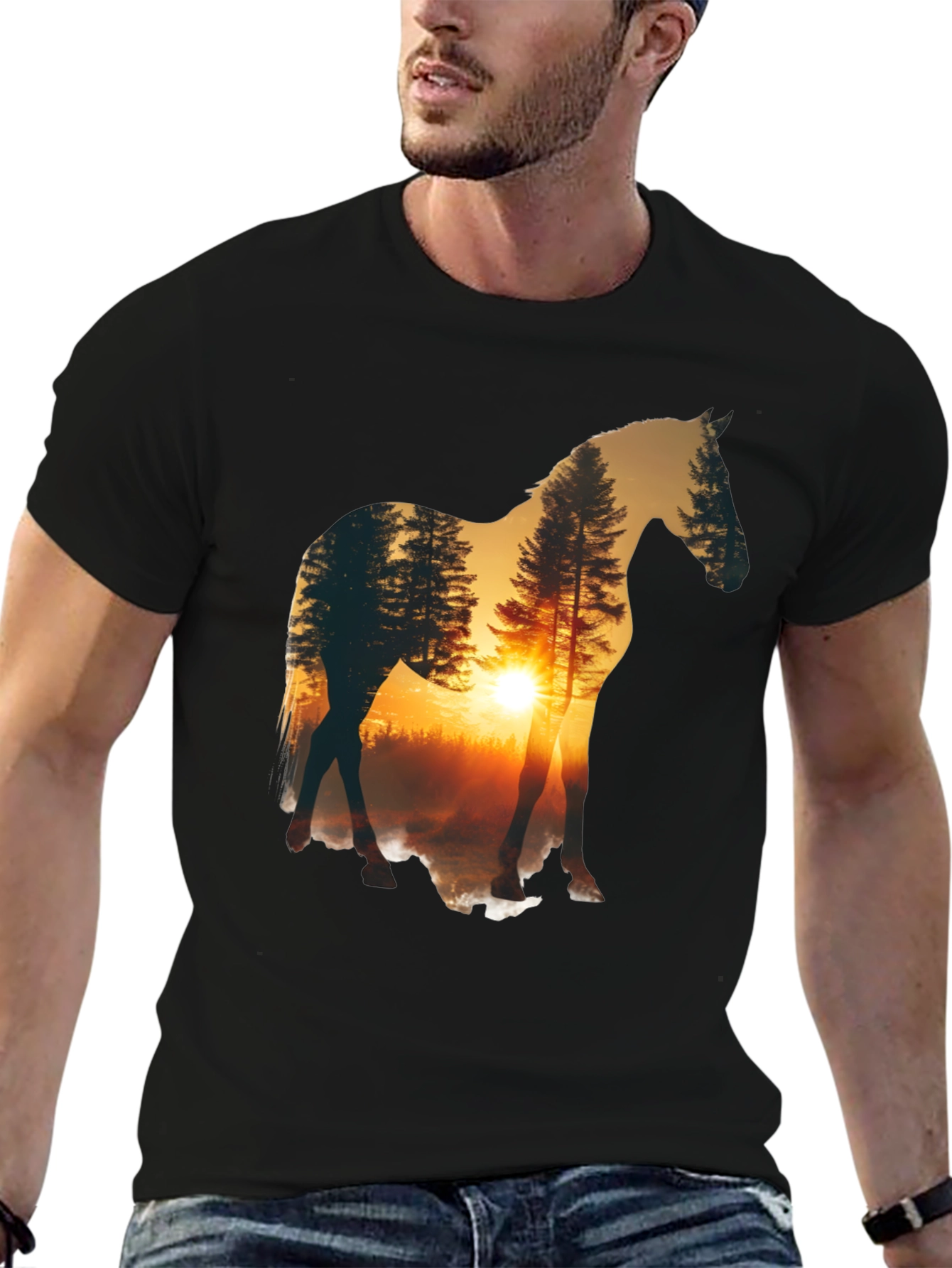 Horse Silhouette Nature Scene T-Shirt
