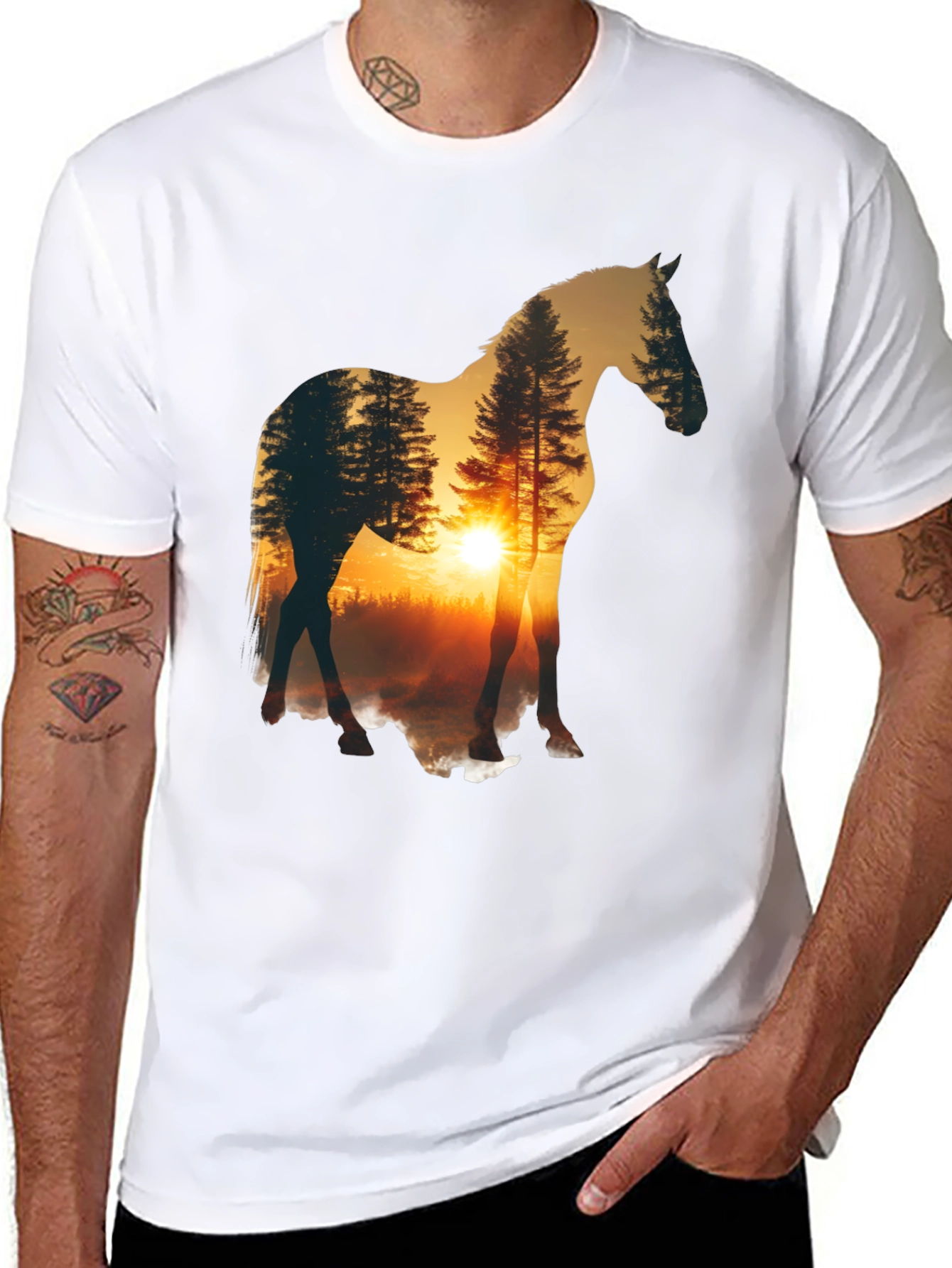 Horse Silhouette Nature Scene T-Shirt