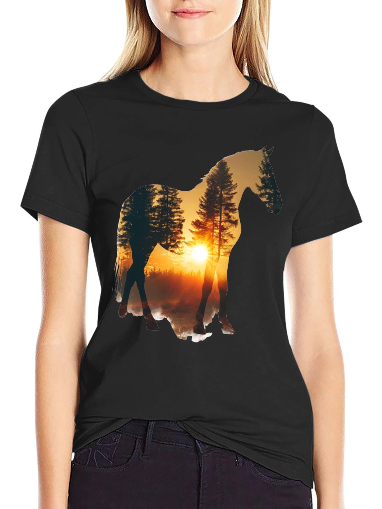Horse Silhouette Nature Scene T-Shirt