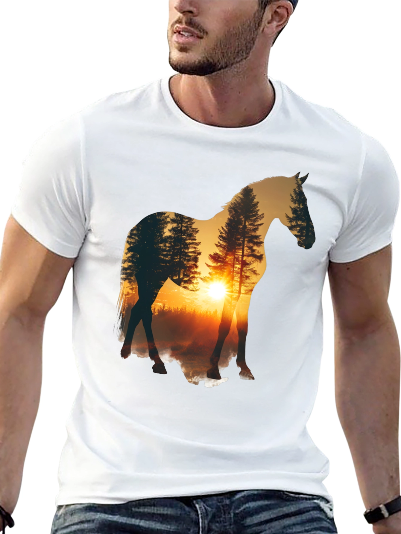 Horse Silhouette Nature Scene T-Shirt