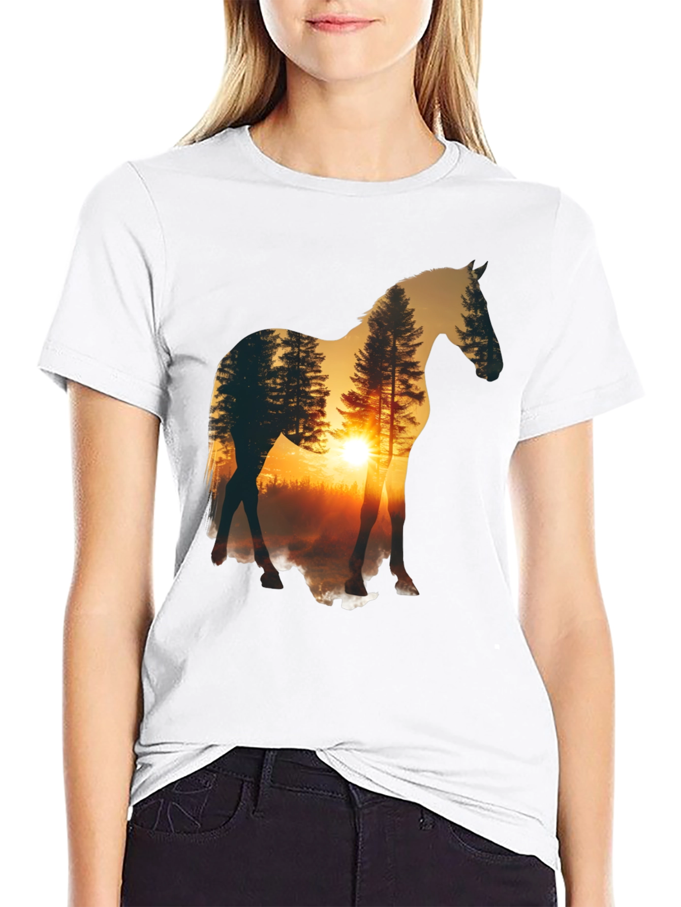 Horse Silhouette Nature Scene T-Shirt