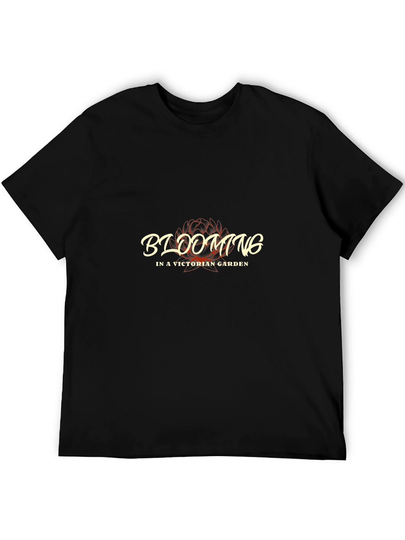 Blooming in a Victorian Garden Black T-Shirt