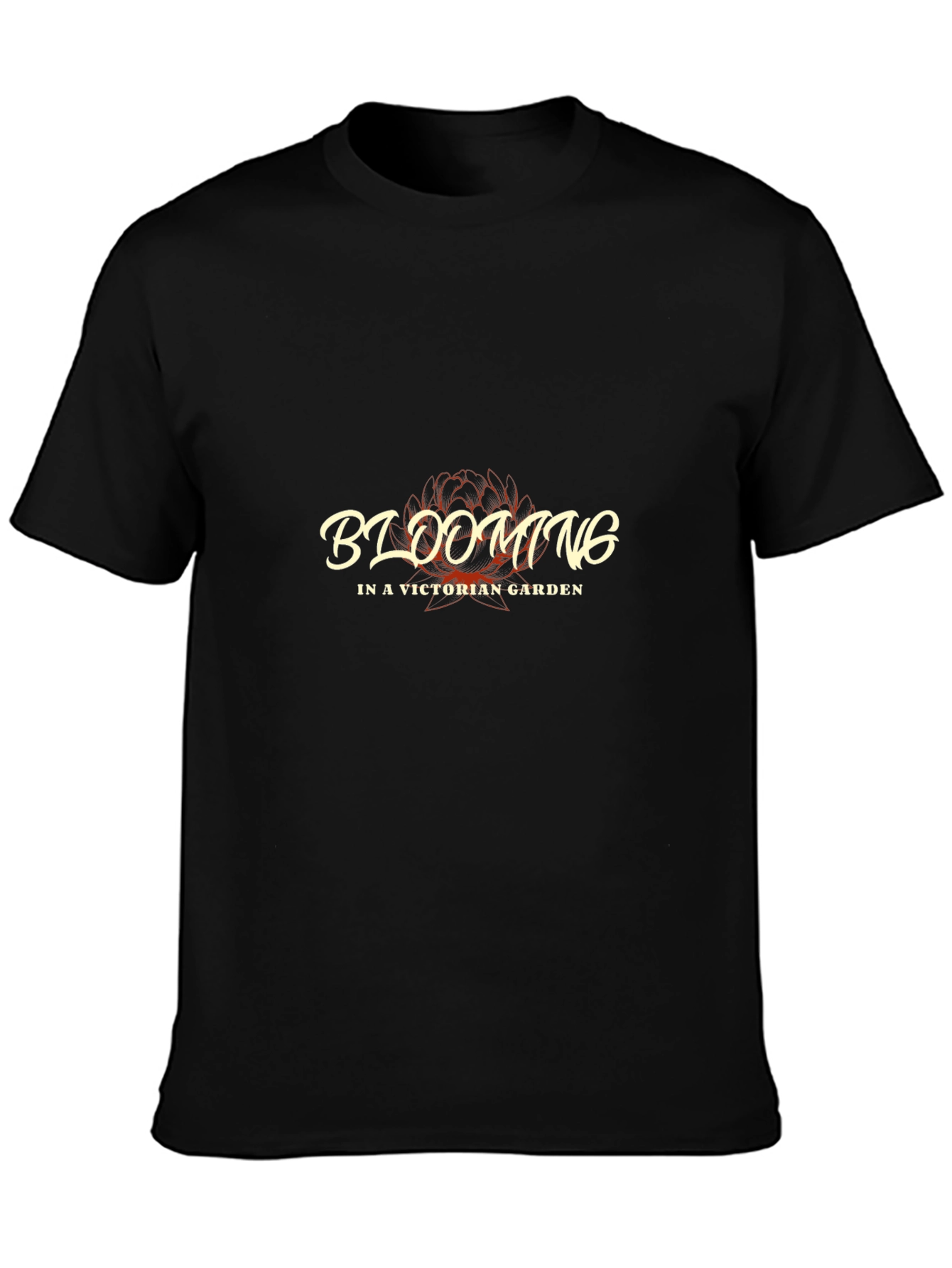 Blooming in a Victorian Garden Black T-Shirt