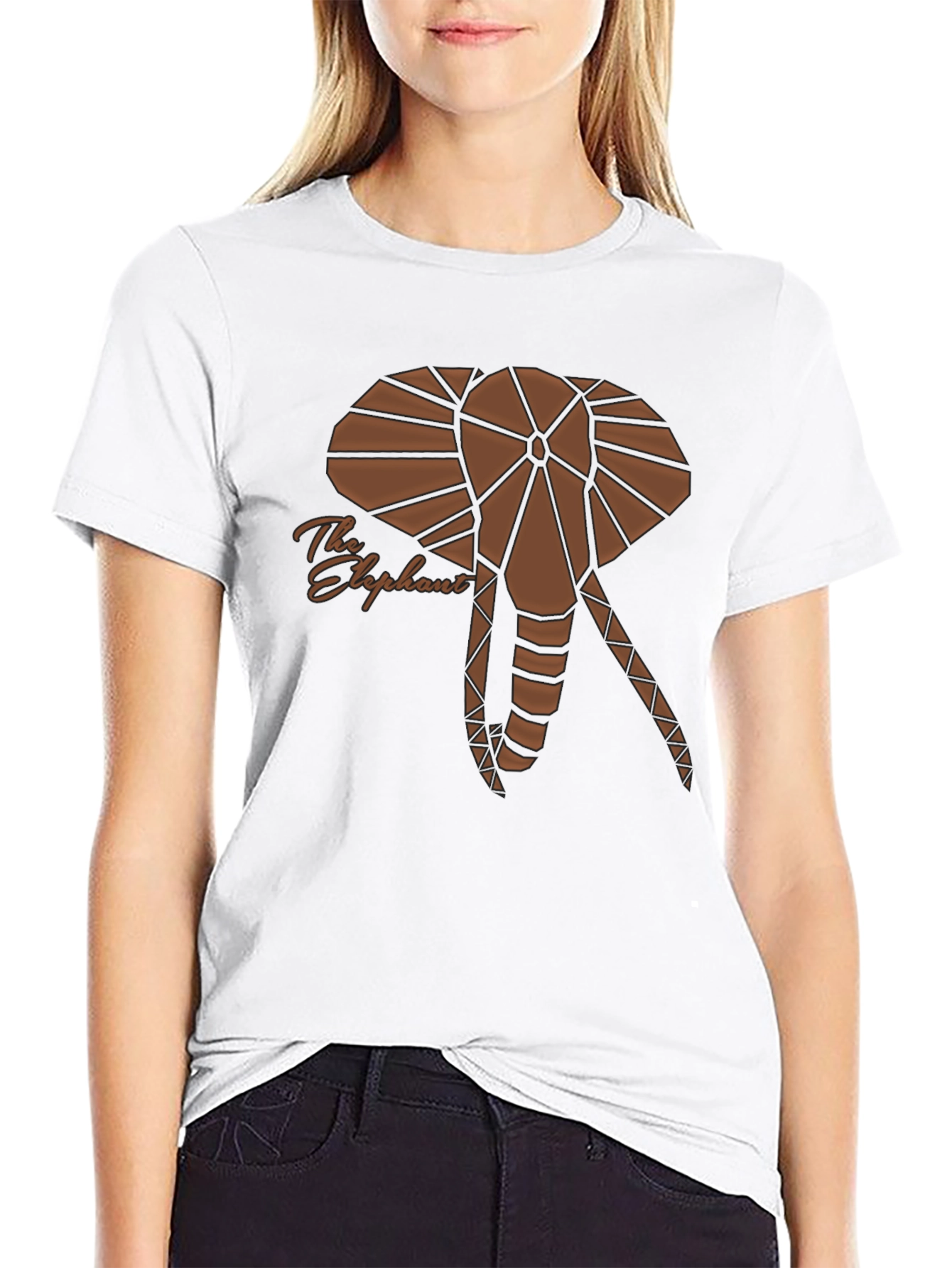 Geometric Elephant Graphic Tee - Stylish Black T-Shirt