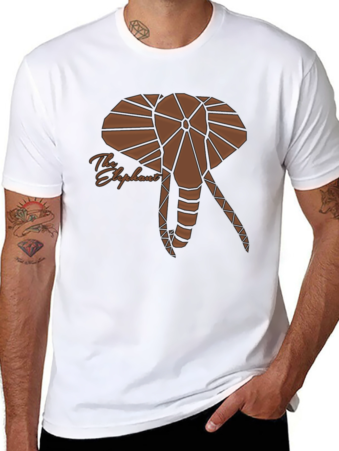 Geometric Elephant Graphic Tee - Stylish Black T-Shirt