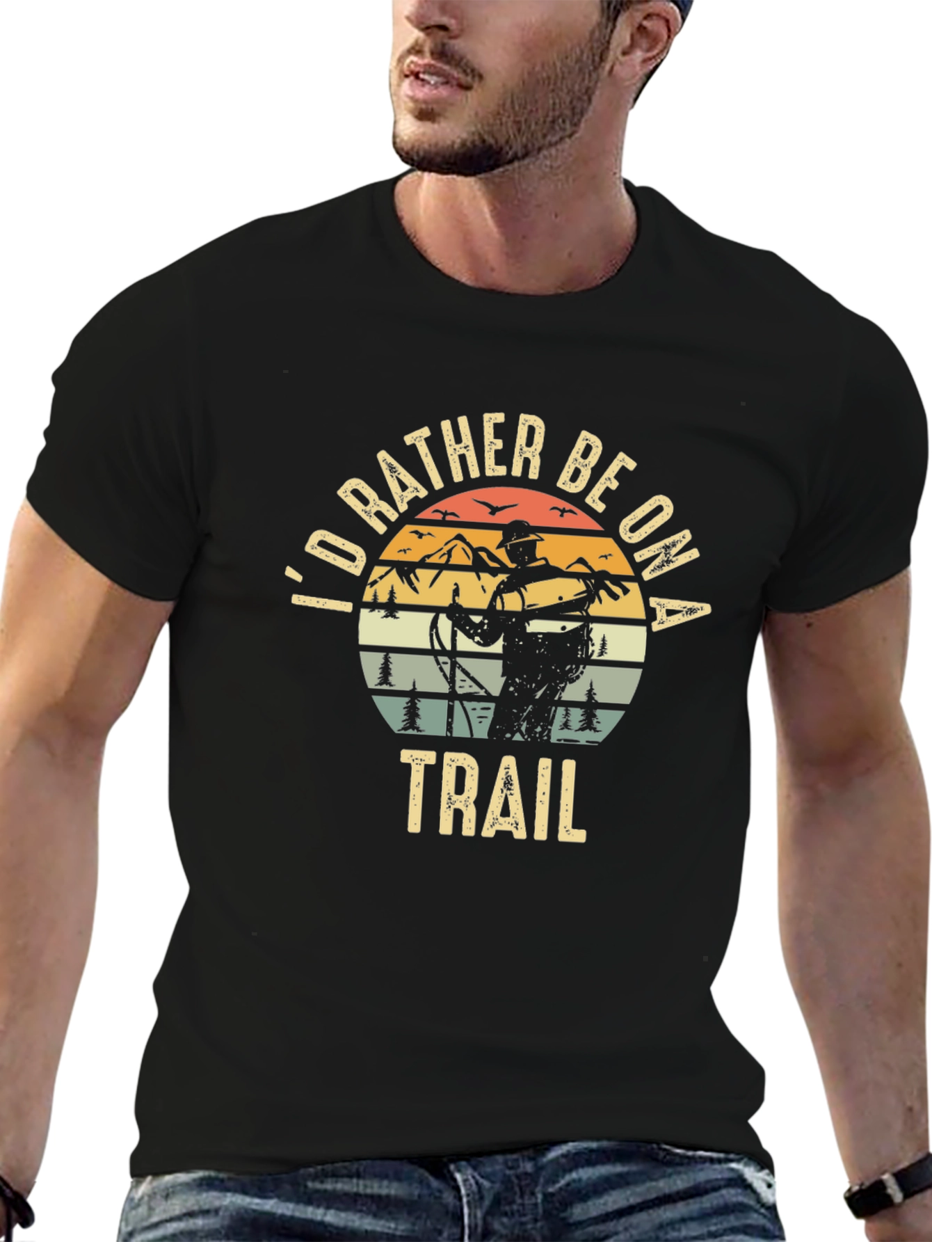 Retro Hiking T-Shirt - Id Rather Be On Trail