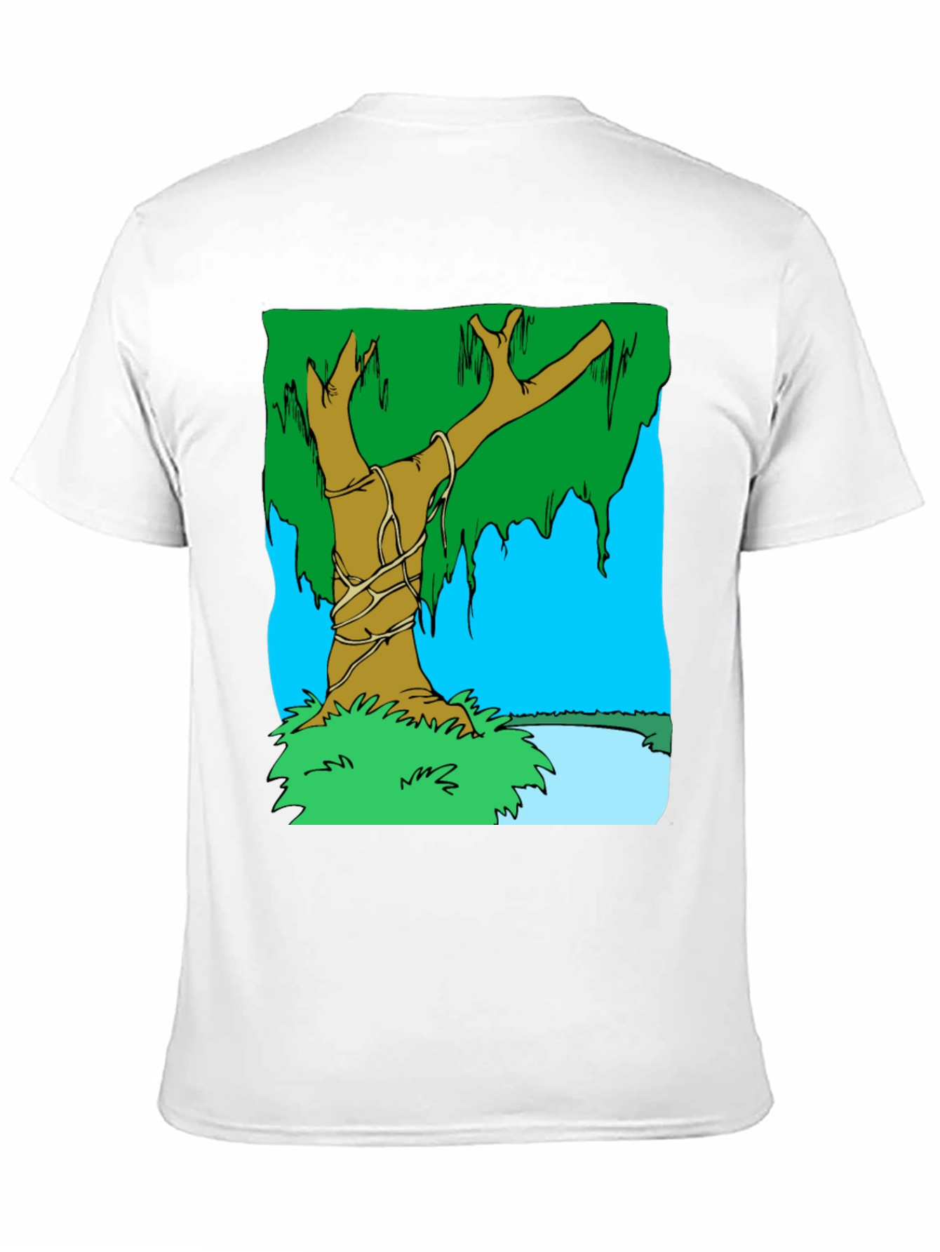 Cartoon Tree Graphic T-Shirt - Black