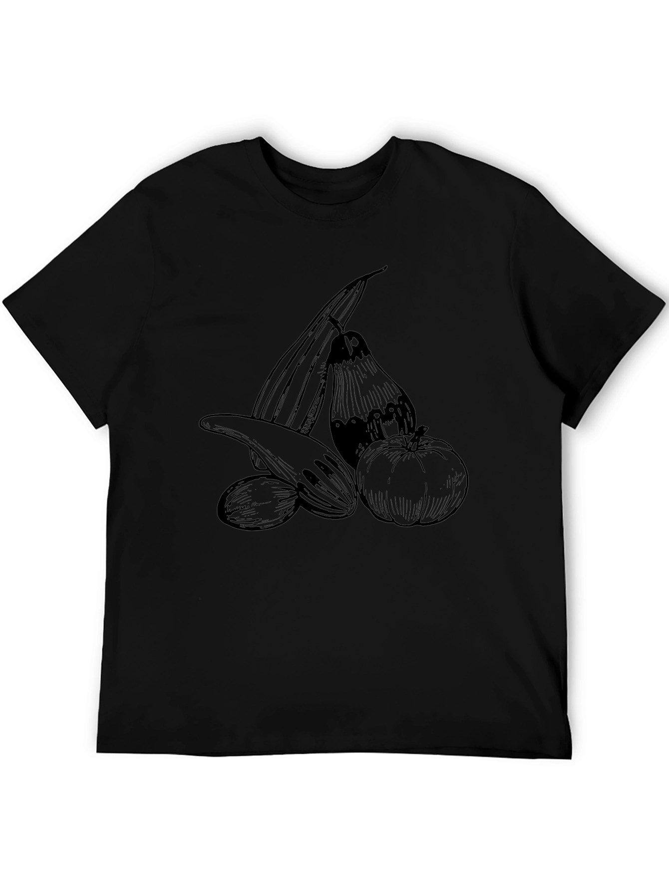 Mens Black Graphic Tee - Harvest Vegetables