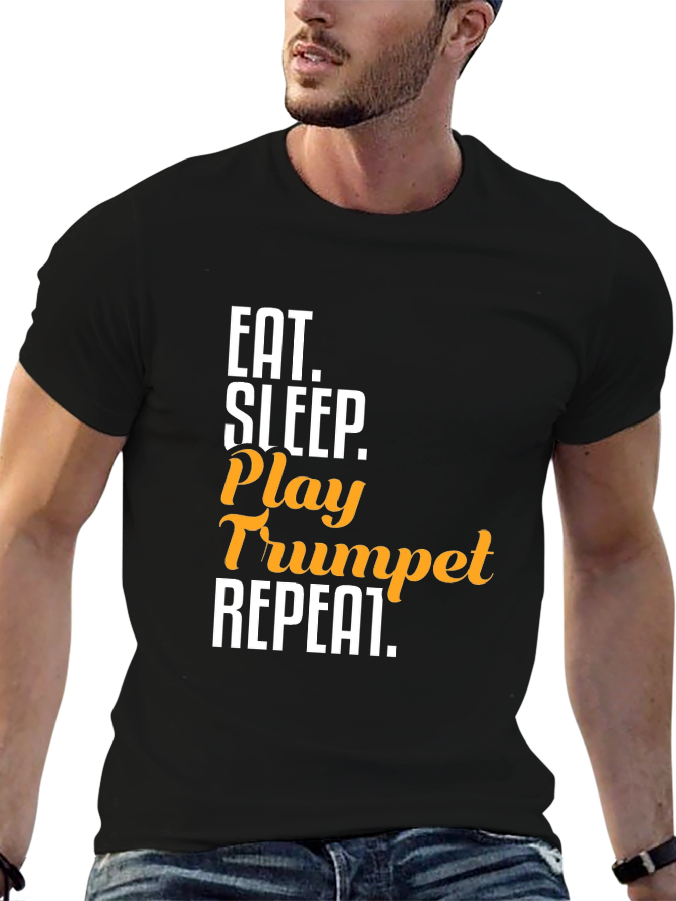Eat Sleep Play Trumpet Repeat Black T-Shirt