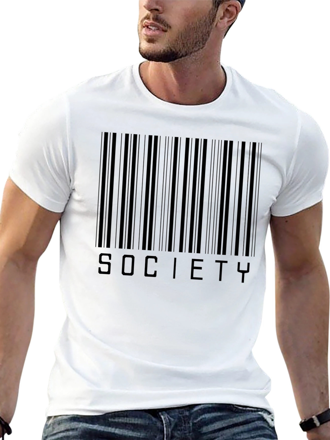 Society Barcode Graphic Tee - Modern Black T-Shirt