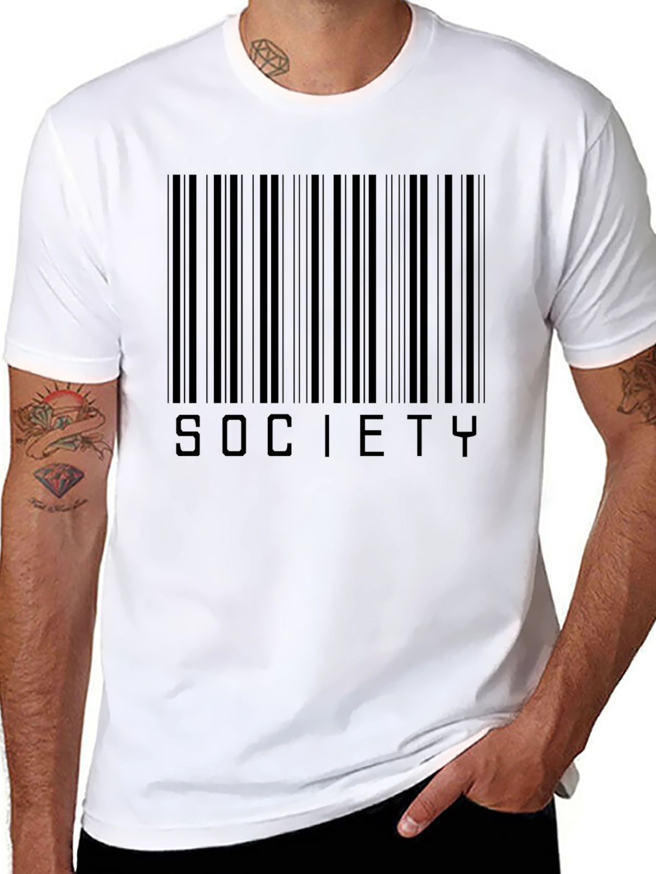 Society Barcode Graphic Tee - Modern Black T-Shirt