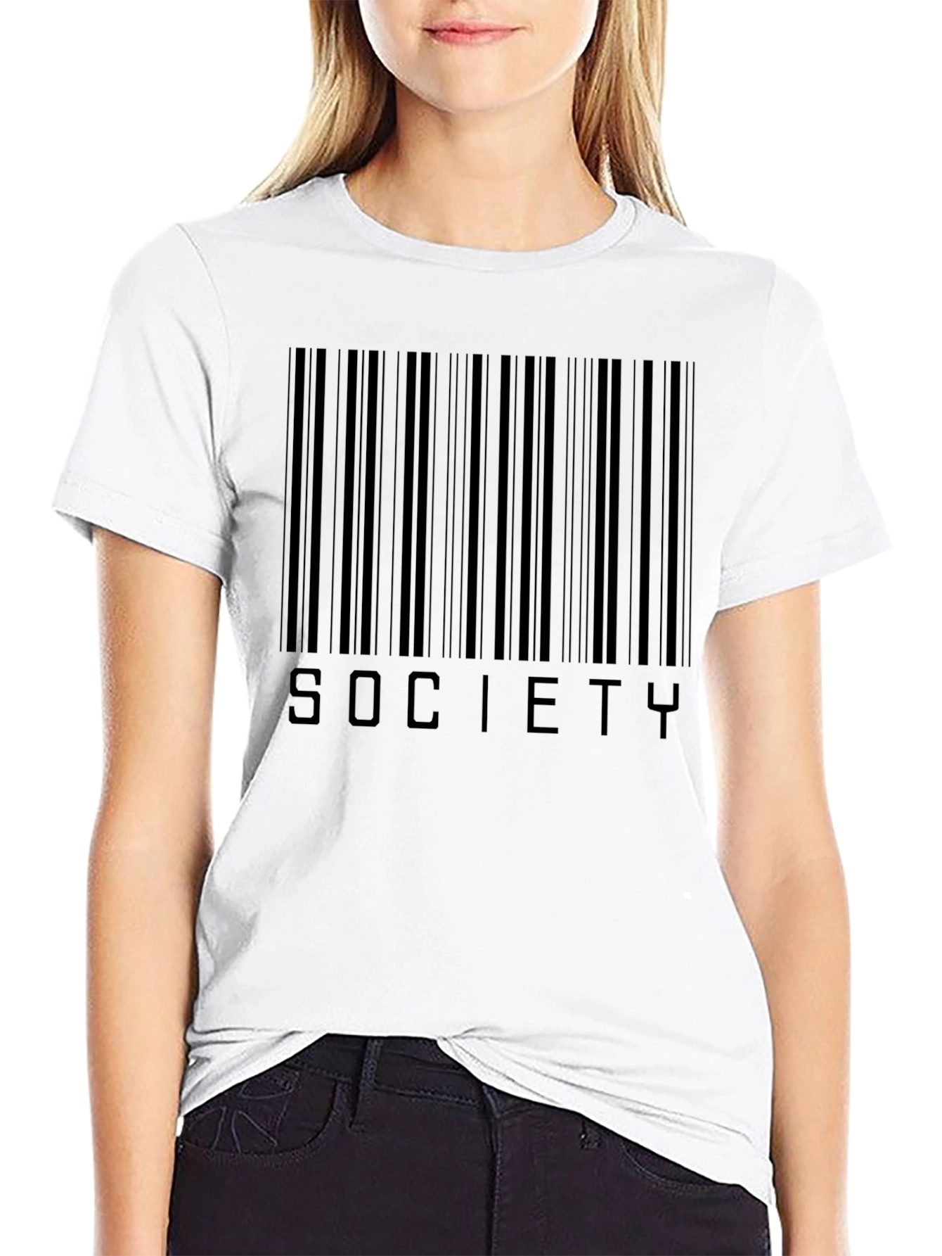 Society Barcode Graphic Tee - Modern Black T-Shirt