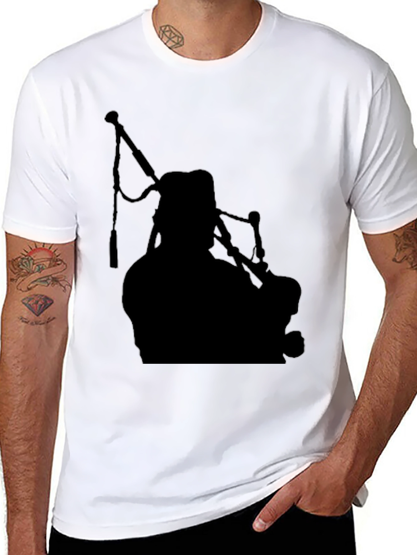 Bagpiper Silhouette Black T-Shirt